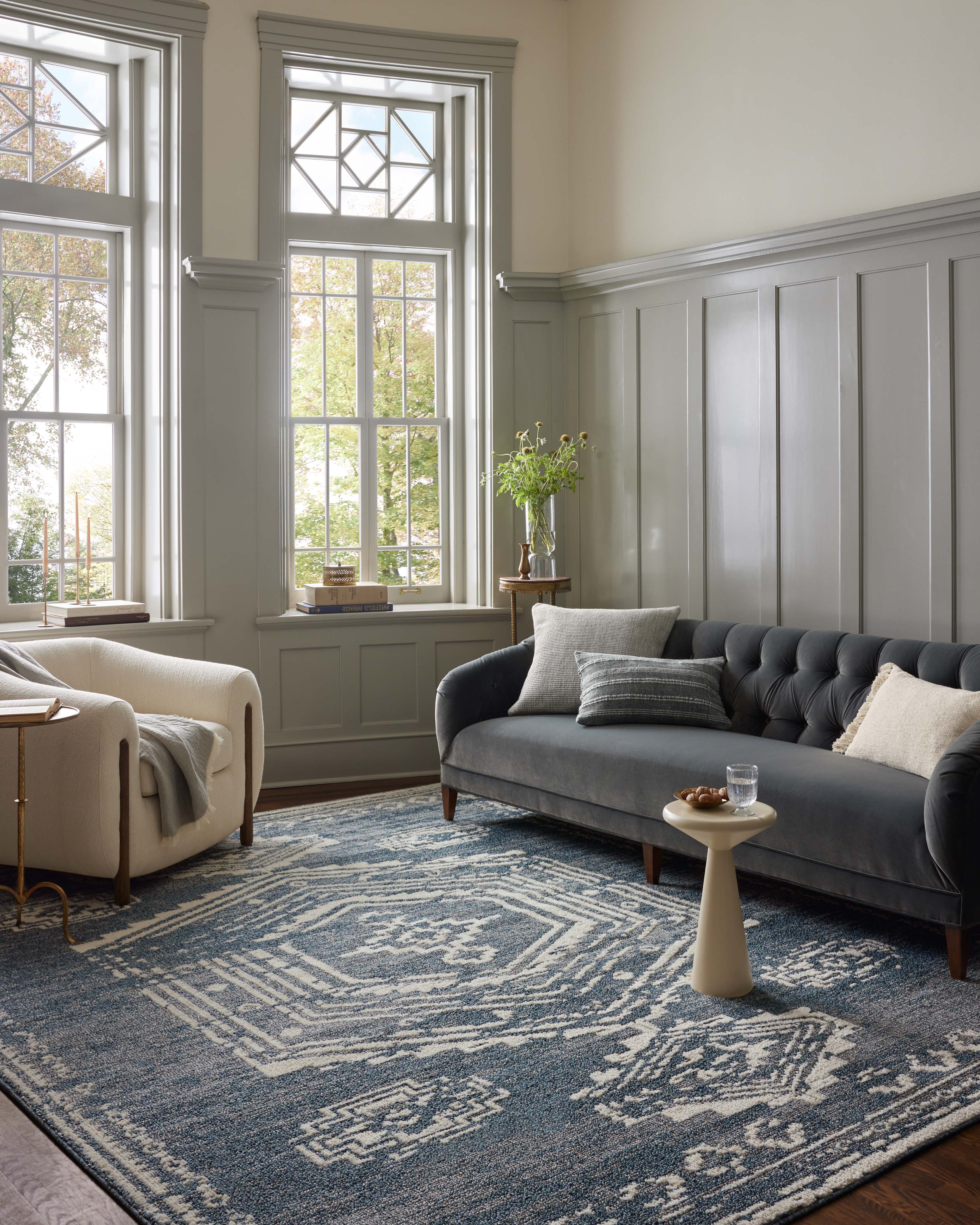 Magnolia Home by Joanna Gaines x Loloi Gigi Denim / Ivory Rug 0-RUGS-patterned Loloi