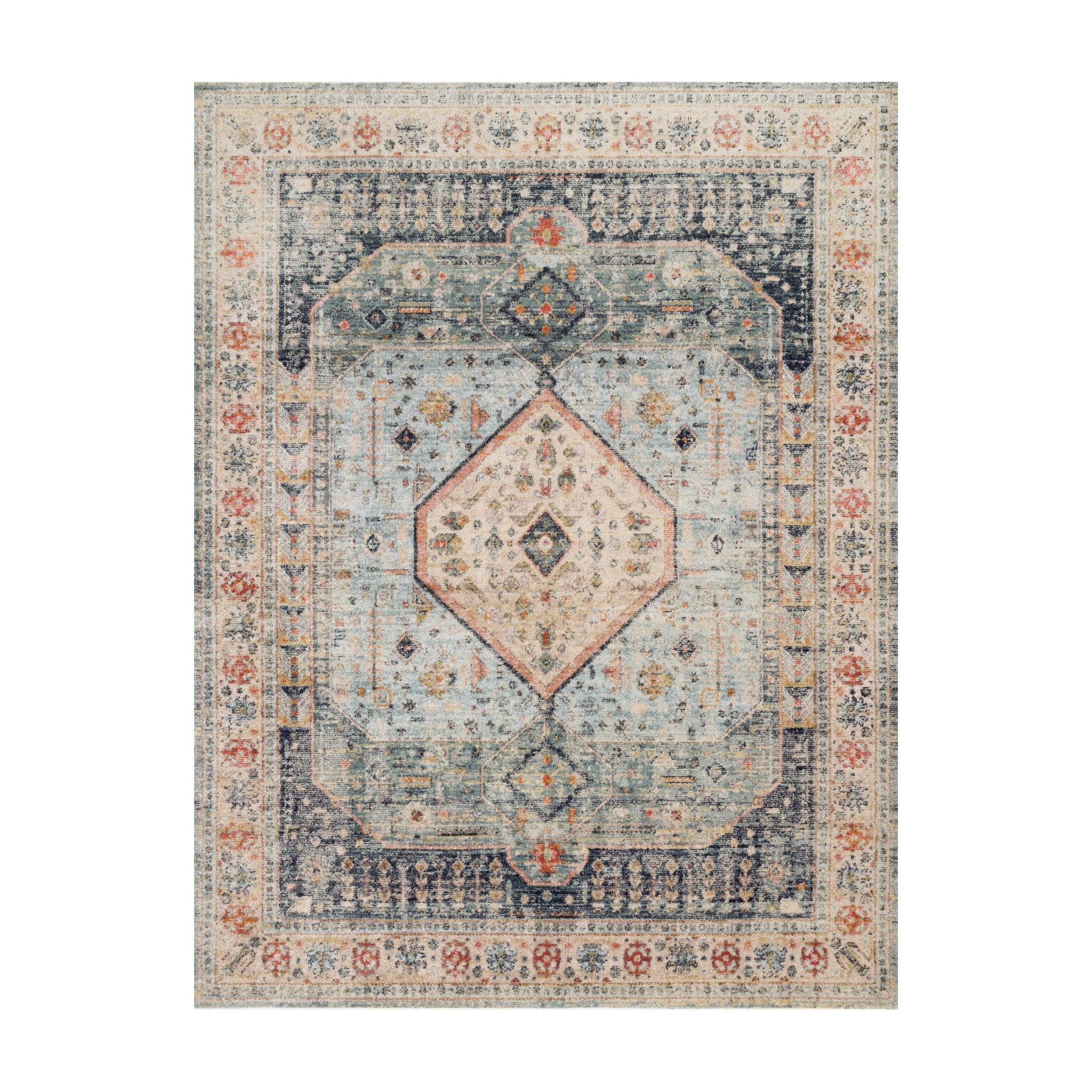 Magnolia Home By Joanna Gaines x Loloi Graham Blue / Ant. Ivory Rug RUGS - synthetic Loloi 18" x 18"