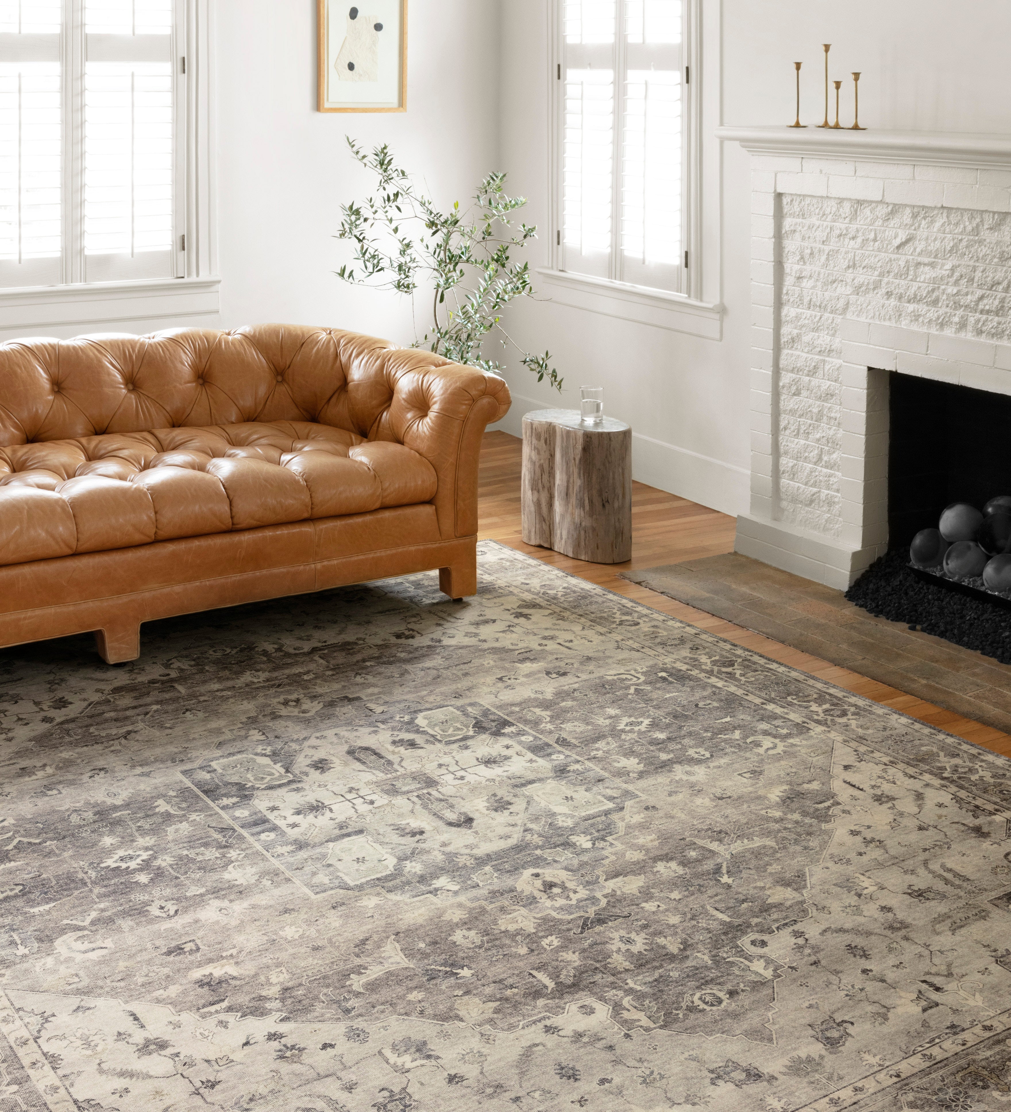 Loloi Hathaway Steel / Ivory Rug 1-RUGS - patterned Loloi