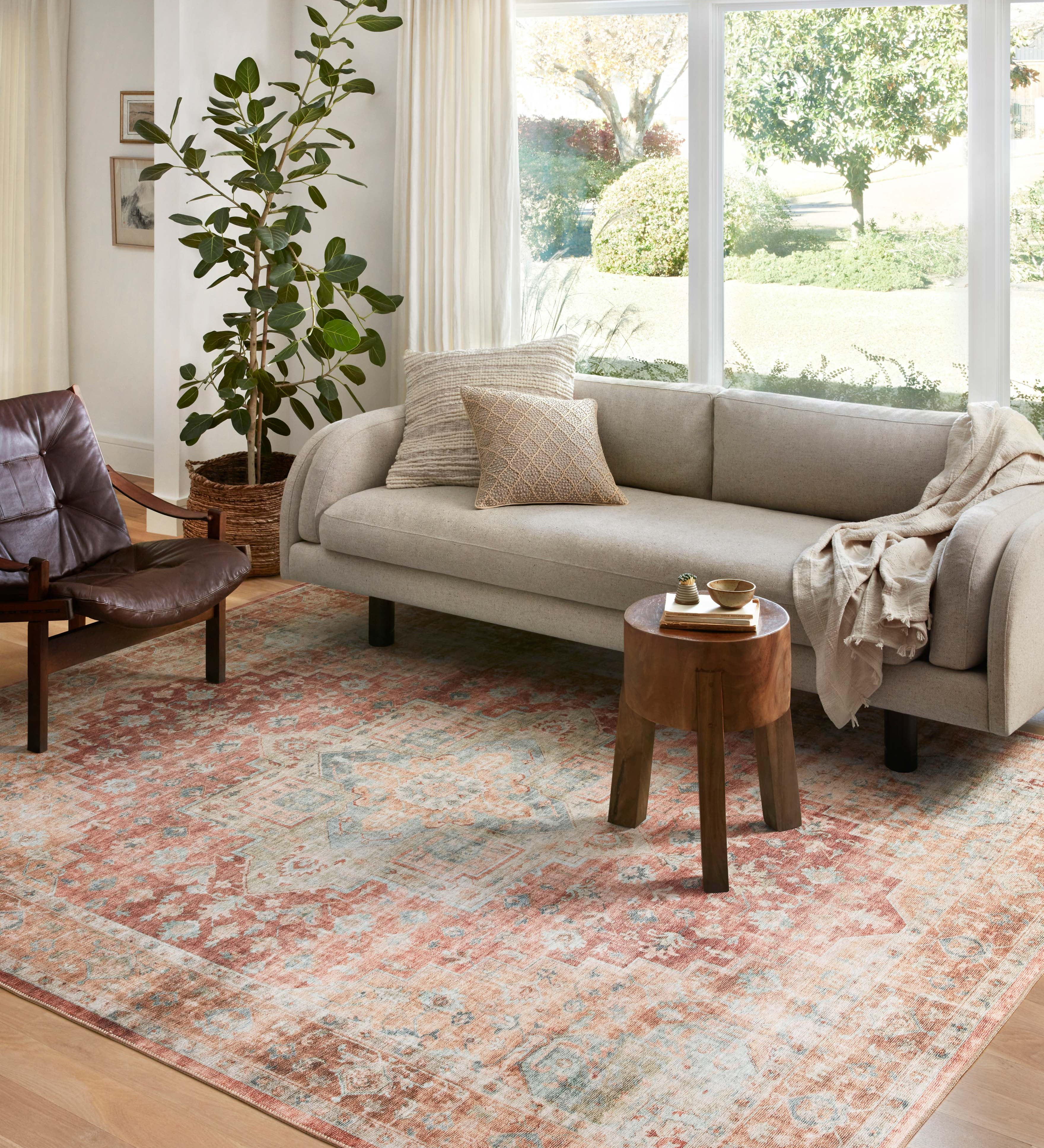 Loloi Heidi Terracotta / Aqua Rug 1-RUGS-patterned Loloi