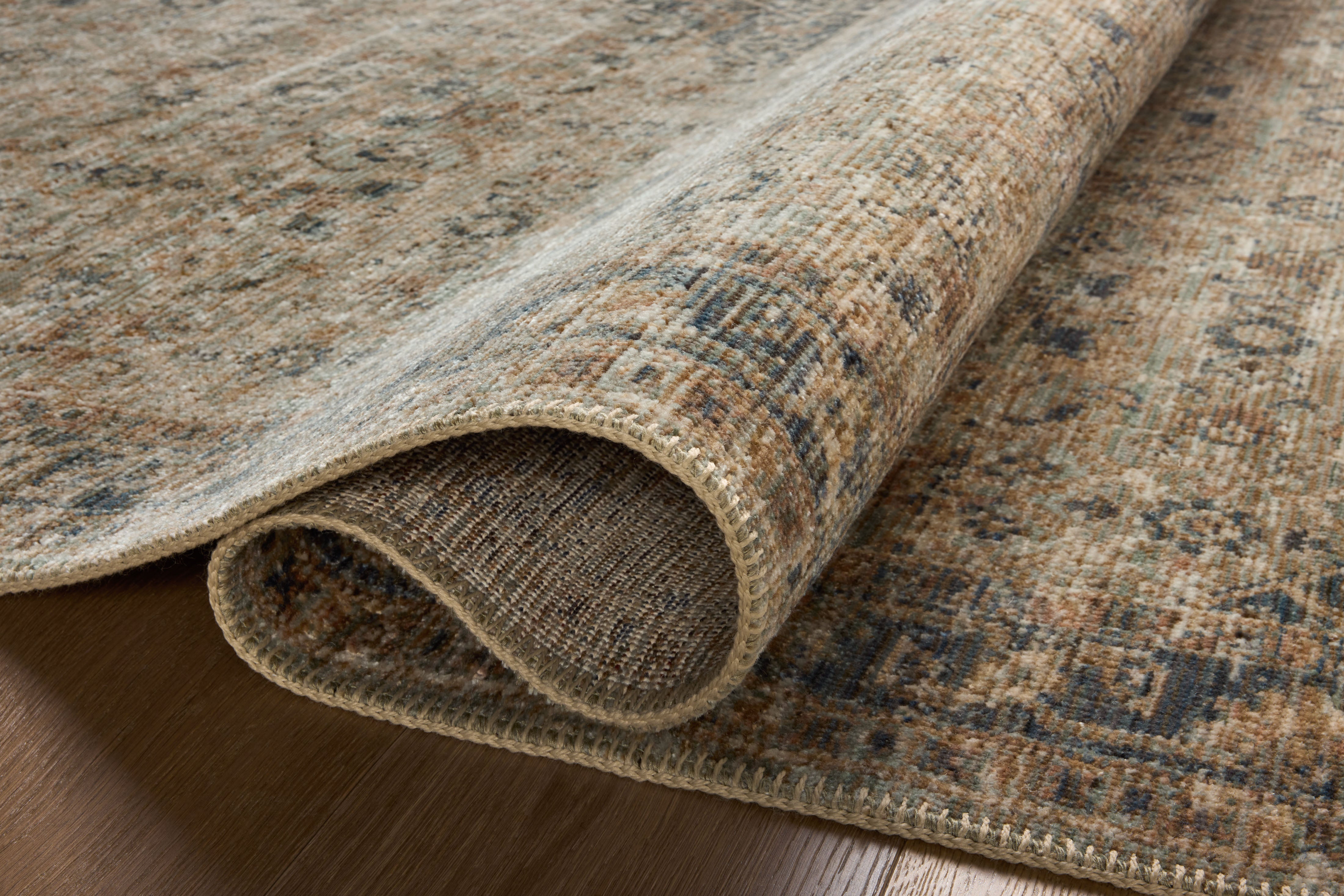 Loloi Heritage Sage / Navy Runner Rug RUGS - wool Loloi