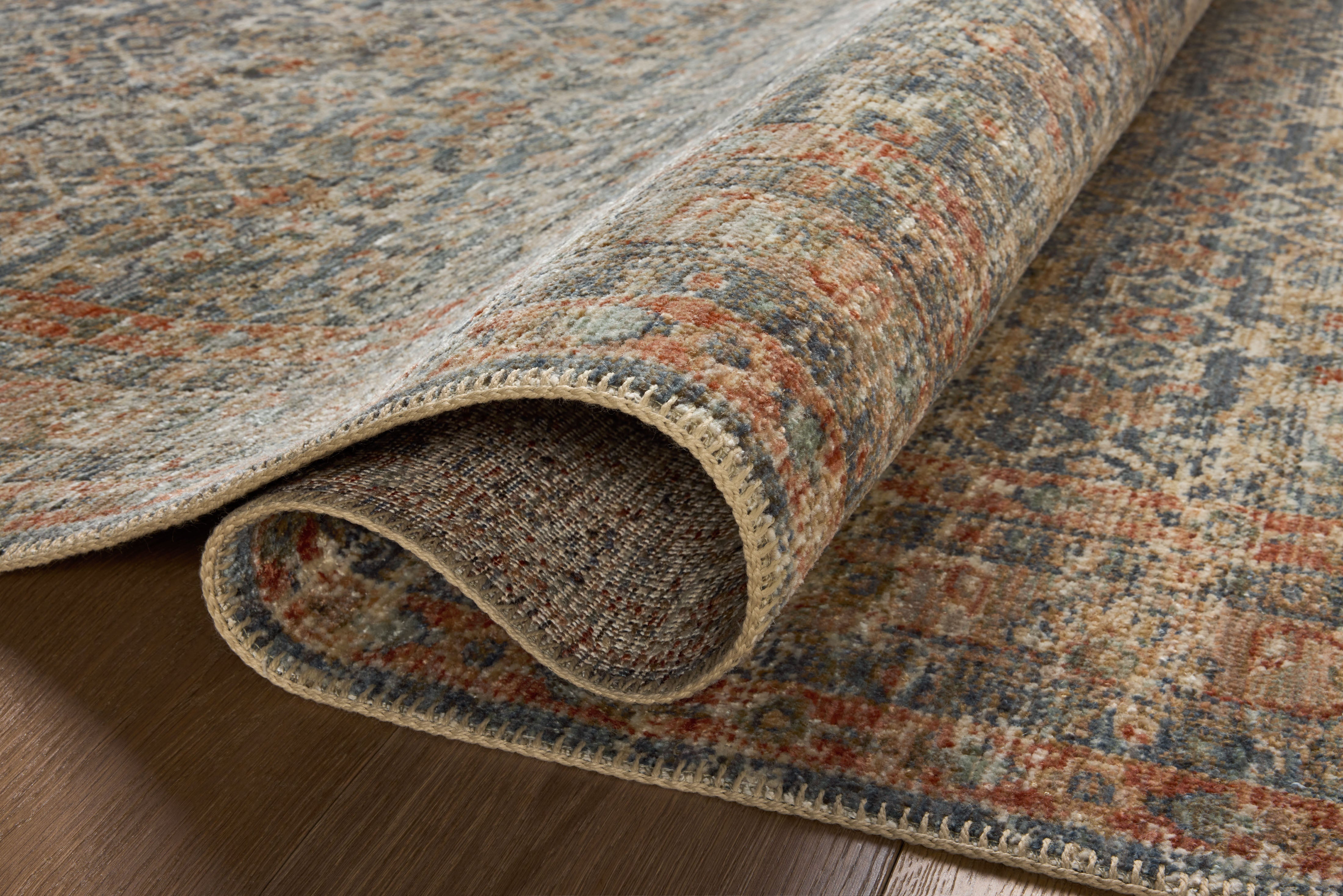 Loloi Heritage Blue / Rust Runner Rug RUGS - wool Loloi