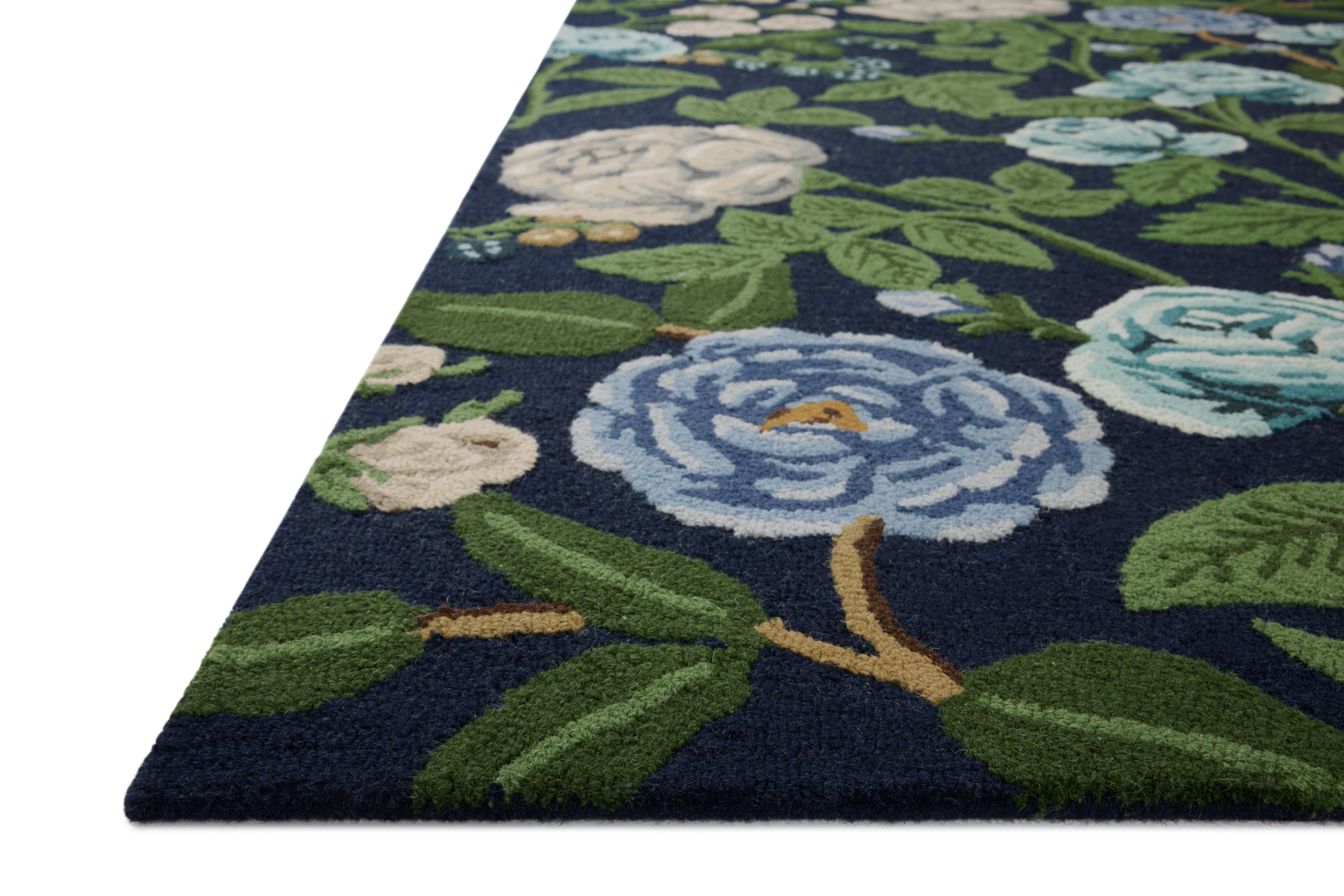 Rifle Paper Co. x Loloi Highgrove Navy Rug RUGS - wool Loloi 18" x 18" sample
