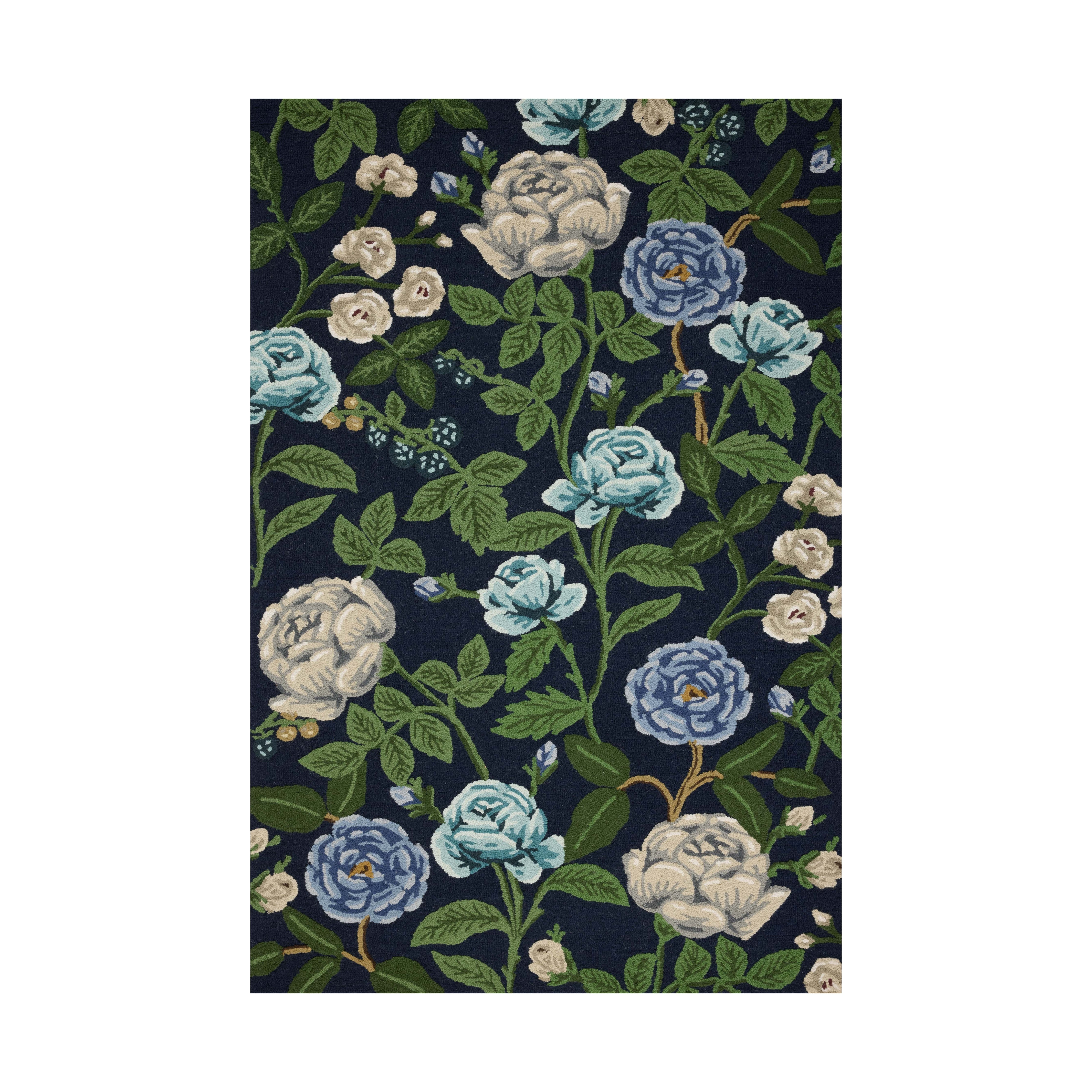 Rifle Paper Co. x Loloi Highgrove Navy Rug, 18" x 18" Sample