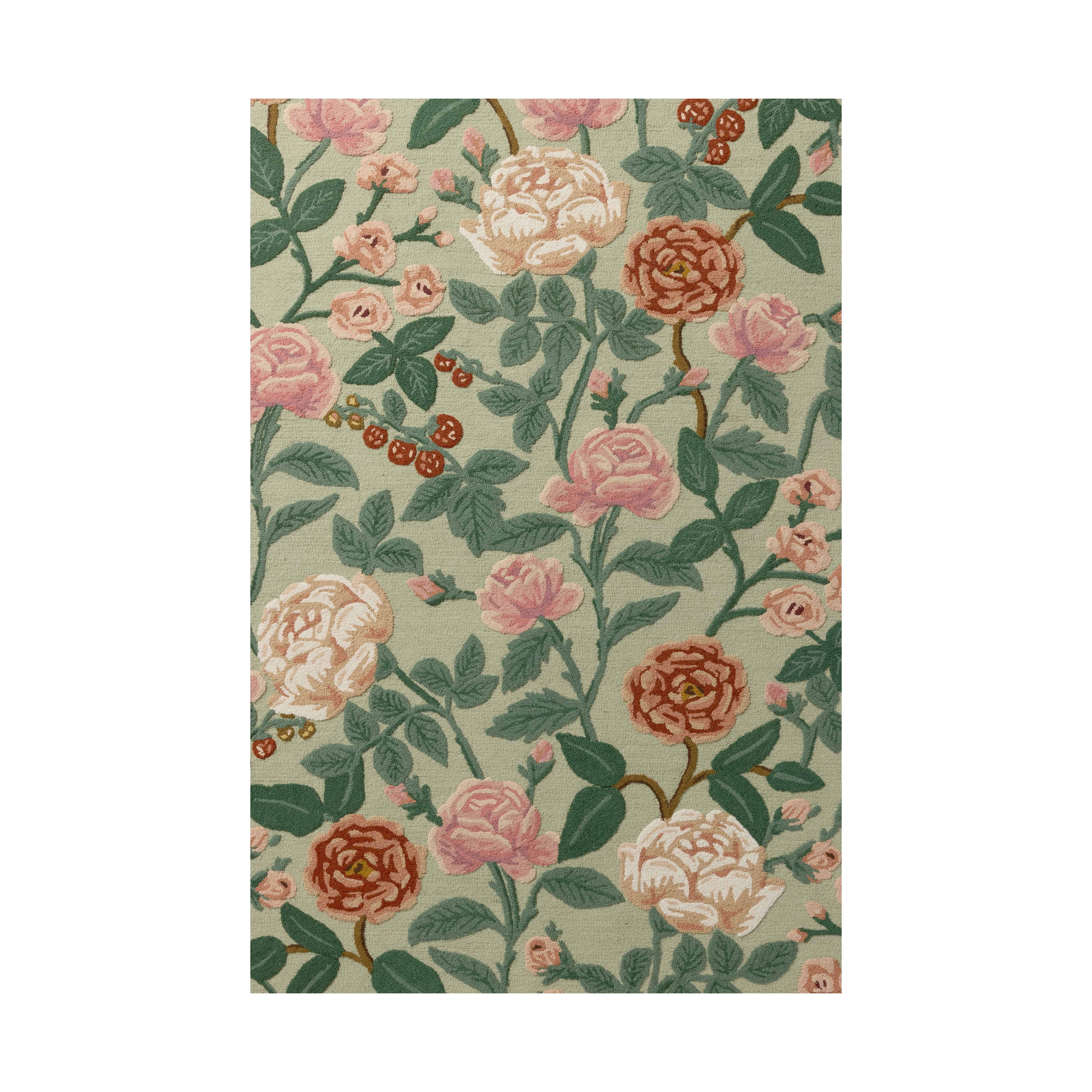 Rifle Paper Co. x Loloi Highgrove Mint Rug, 18" x 18" Sample