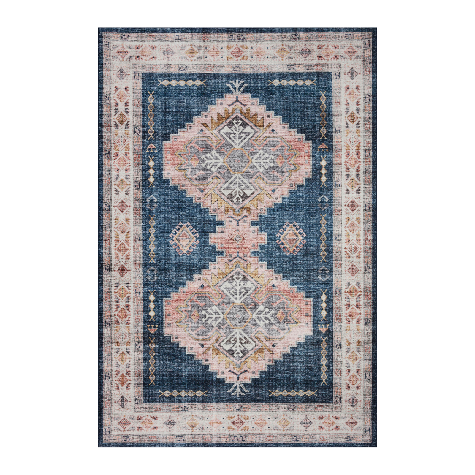 Loloi Heidi Denim / Blush Rug 1-RUGS-patterned Loloi 18" x 18" sample