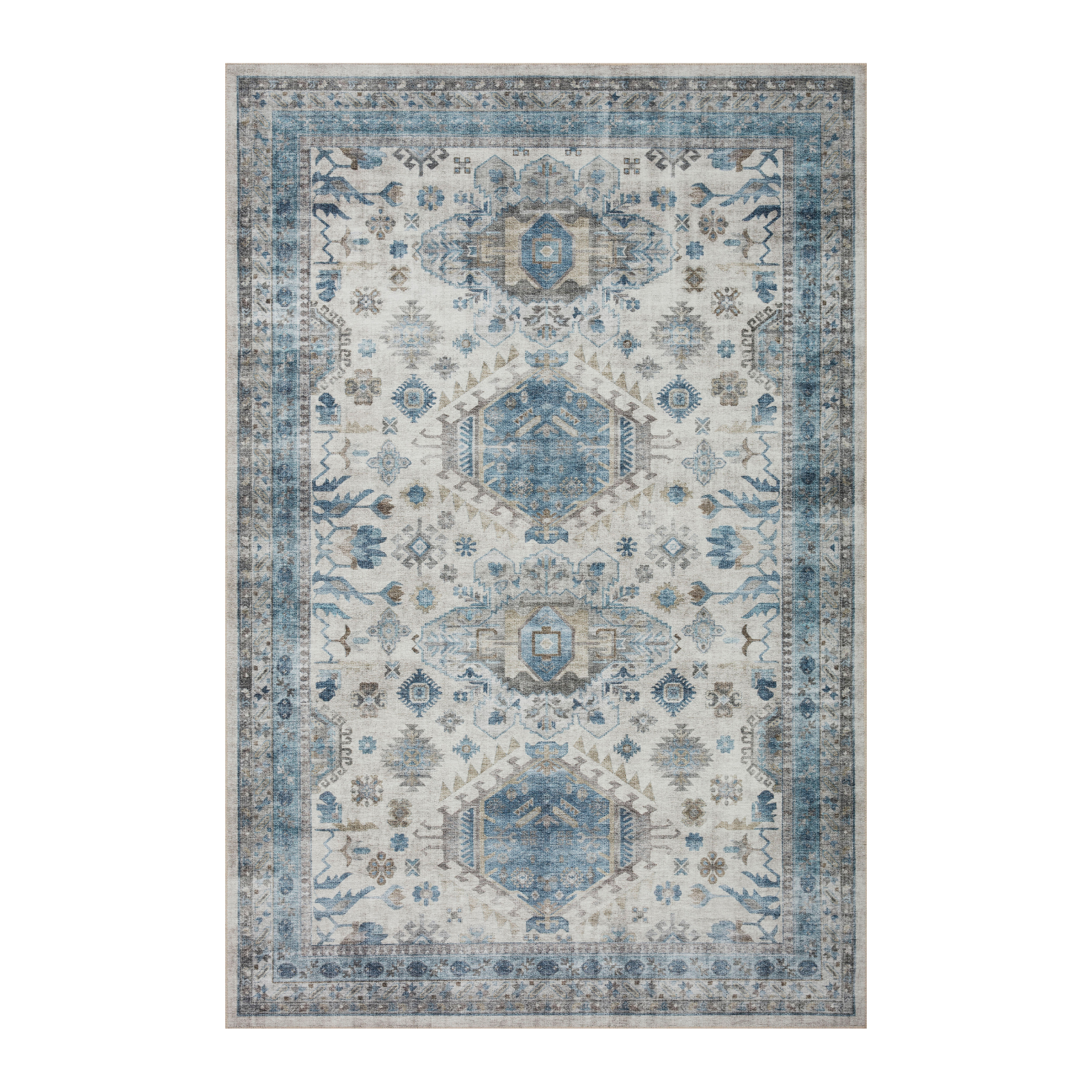 Loloi Heidi Ivory / Ocean Rug 1-RUGS-patterned Loloi 18" x 18" sample