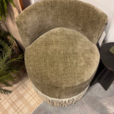 FLOOR MODEL - Clover Fringe Vanity Chair - Distressed Velvet/White Fringe