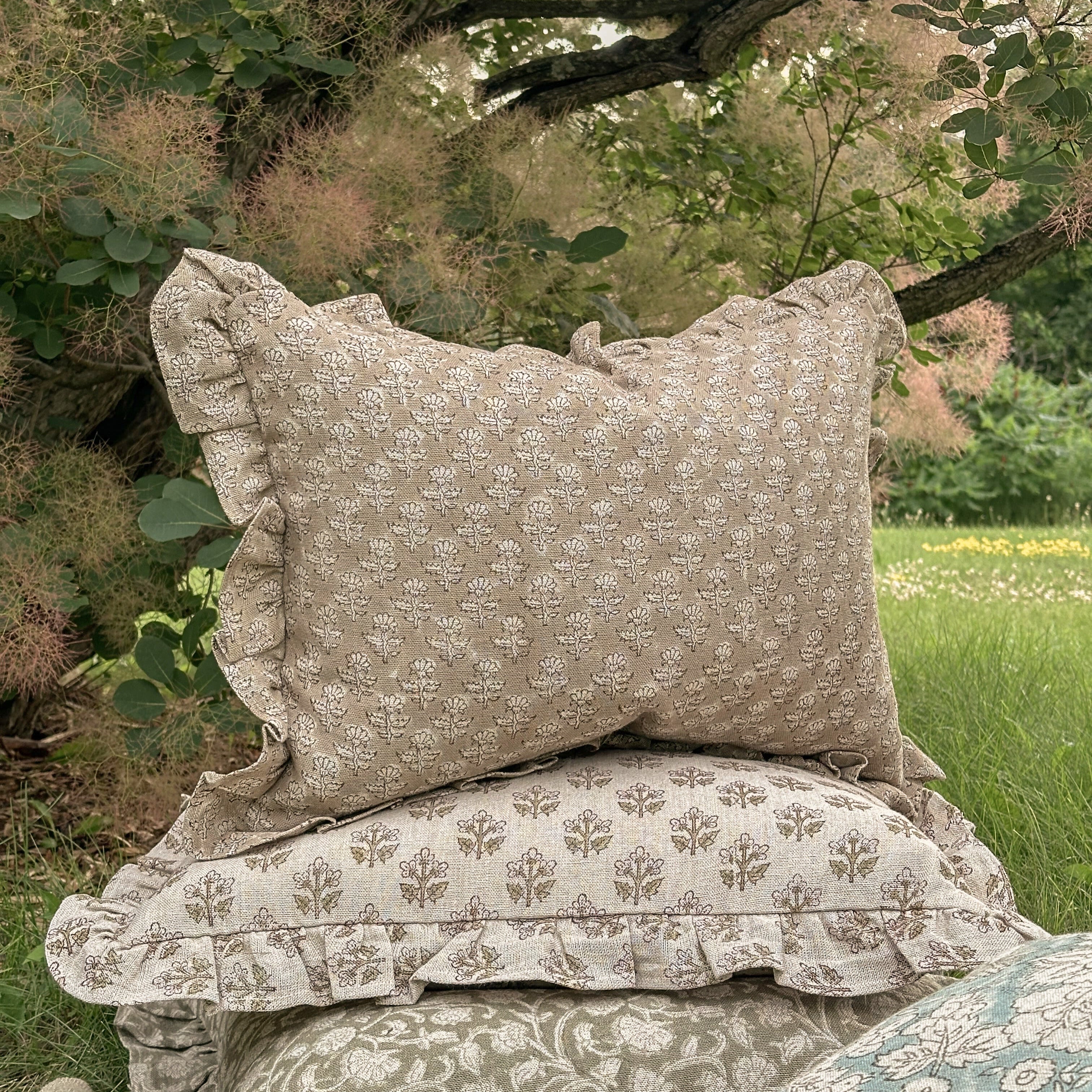 Samson Block Print Ruffe Pillow Cover 2 - PILLOWS - Block print - warm ORNA HOUSE