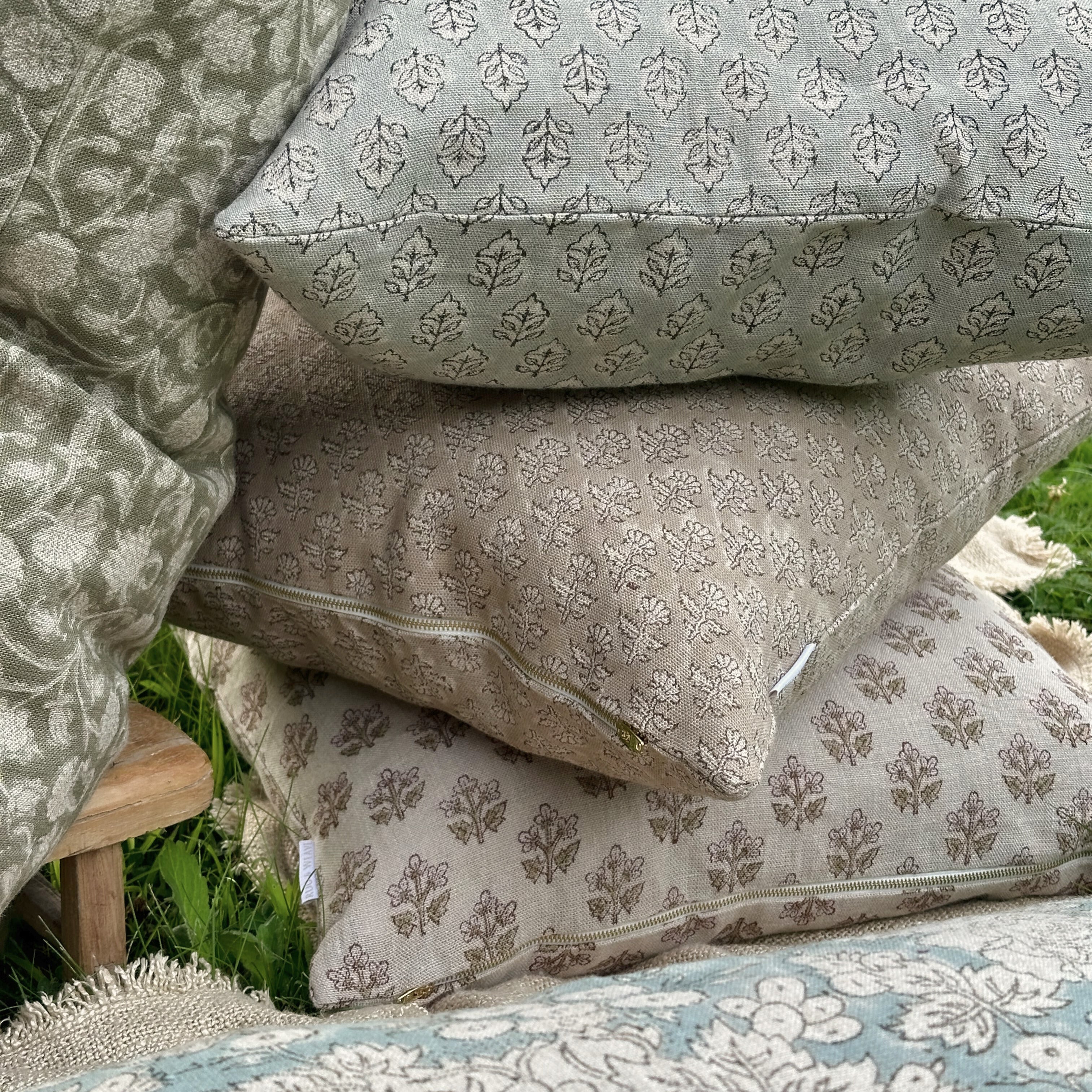Sadie Block Print Pillow Cover 1 - PILLOWS - Block print - neutral ORNA HOUSE