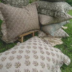Sadie Block Print Ruffle Pillow Cover 1 - PILLOWS - Block print - neutral ORNA HOUSE