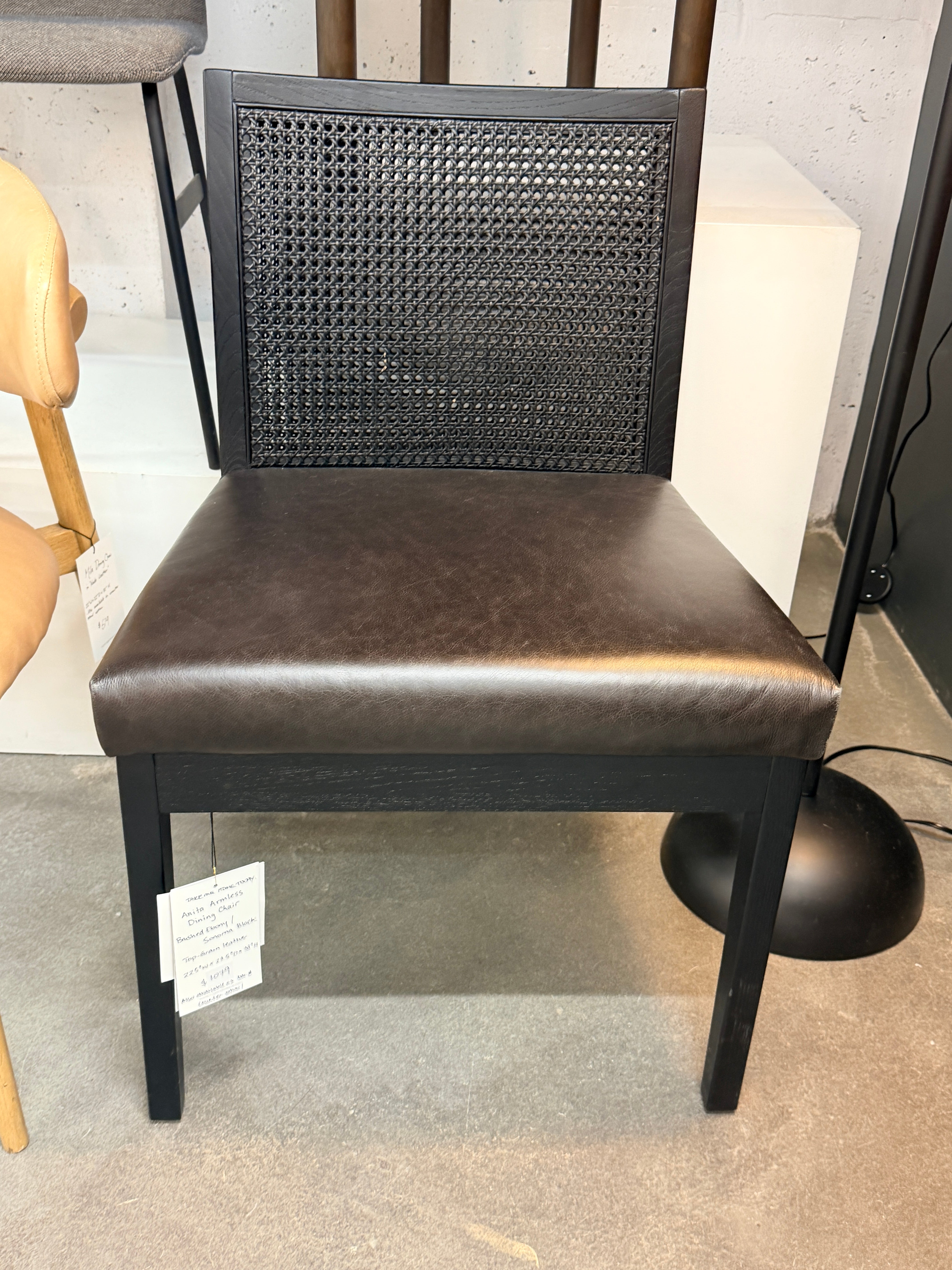 FLOOR MODEL - Antonia Armless Dining Chair - Brushed Ebony / Sonoma Black FURNITURE - floor model Four Hands