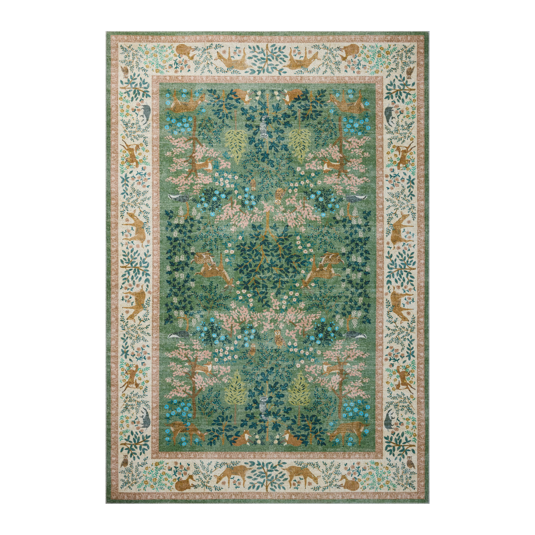 Rifle Paper Co. x Loloi Canopy Sage / Blush Rug, 18" x 18" Sample
