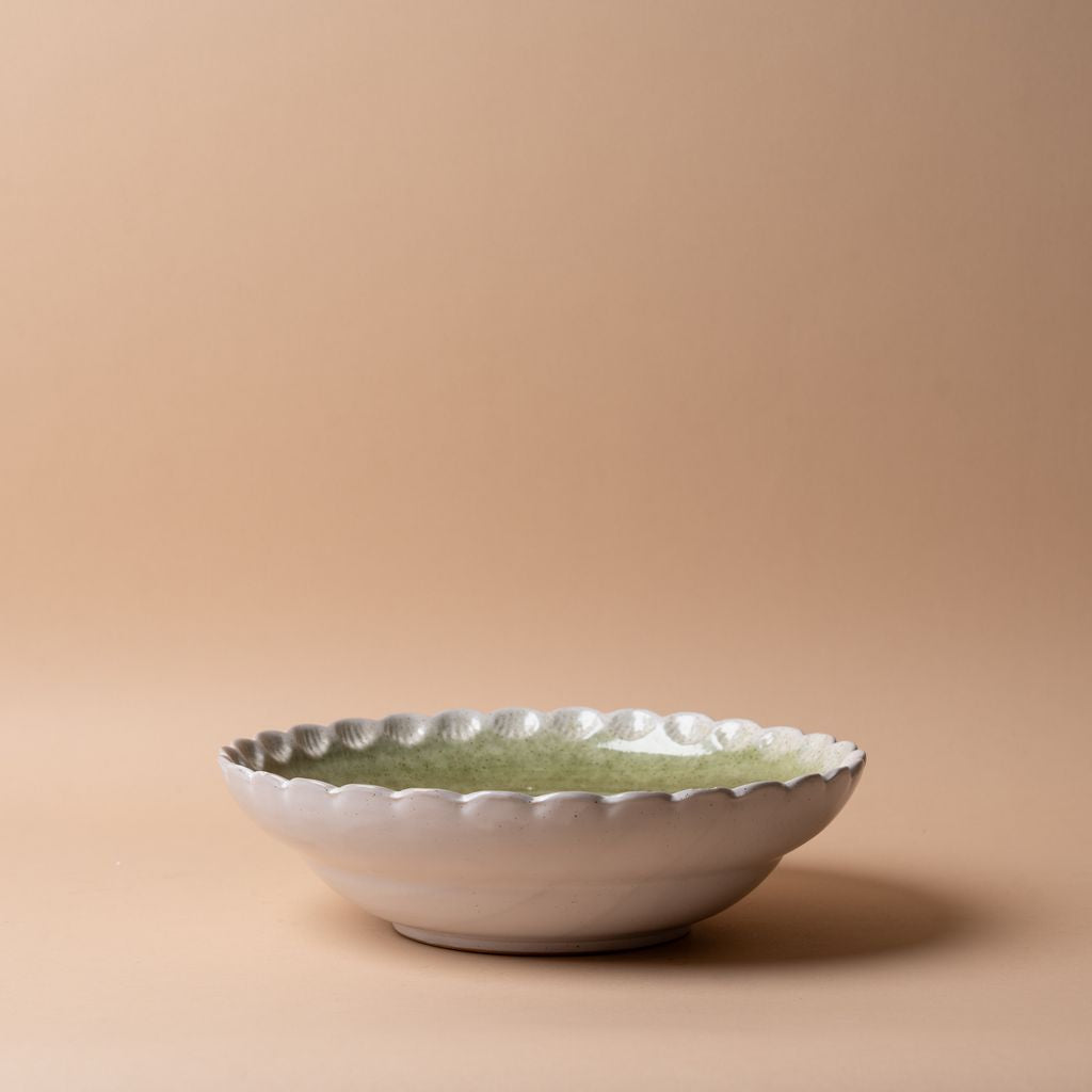 Scalloped Edge Stoneware Bowl