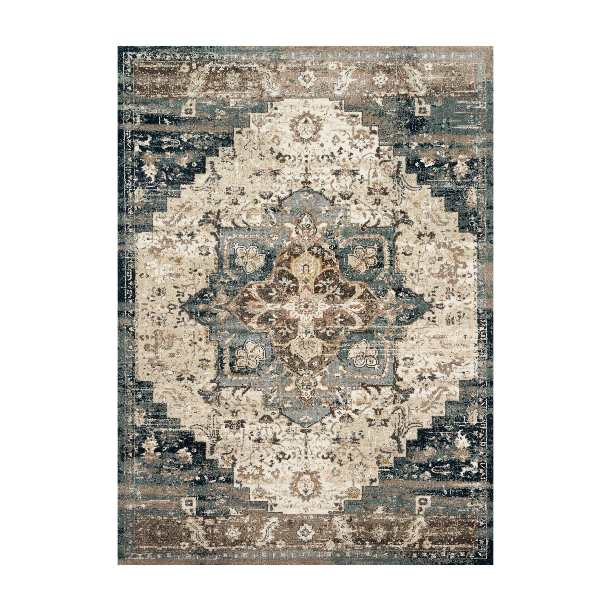 Magnolia Home By Joanna Gaines x Loloi James Taupe / Marine Rug RUGS - synthetic Loloi 18" x 18"