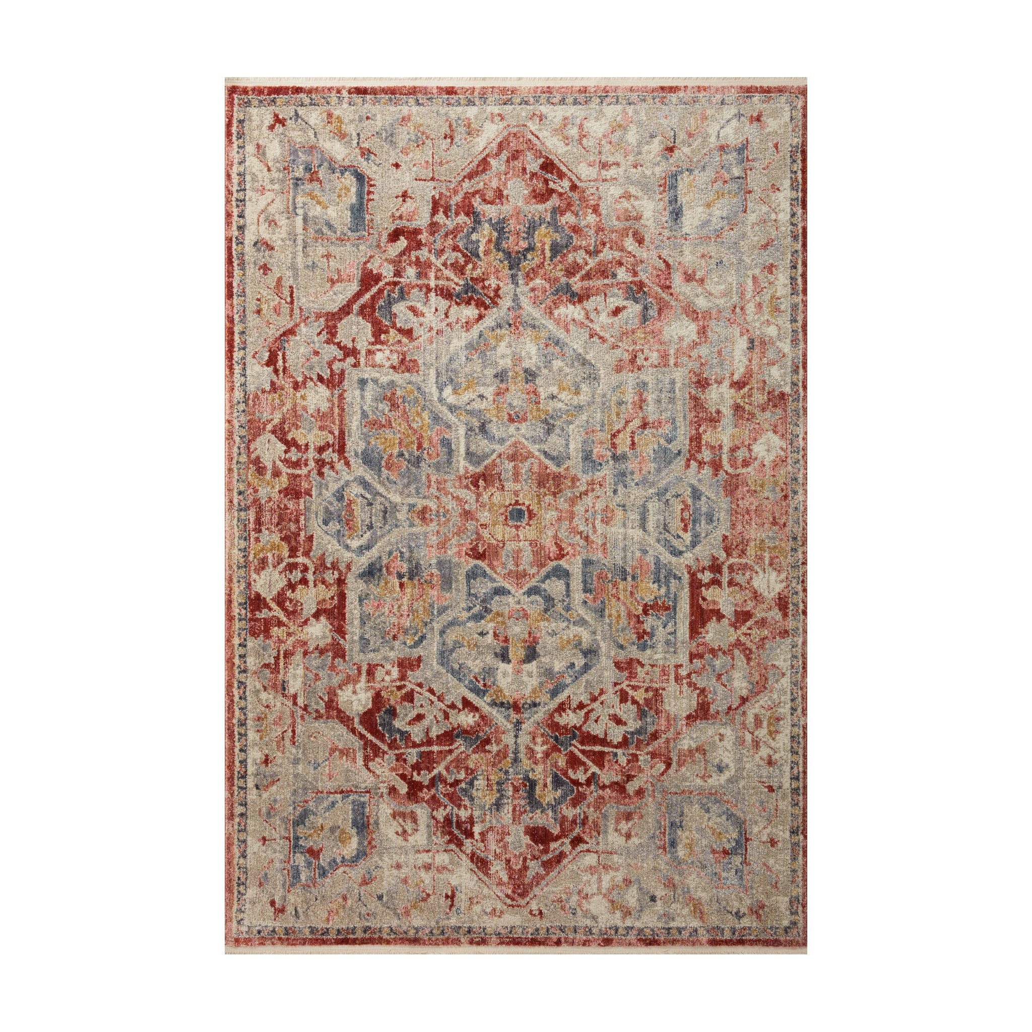 Magnolia Home By Joanna Gaines x Loloi Janey Garnet / Multi Rug RUGS - synthetic Loloi 18" x 18"