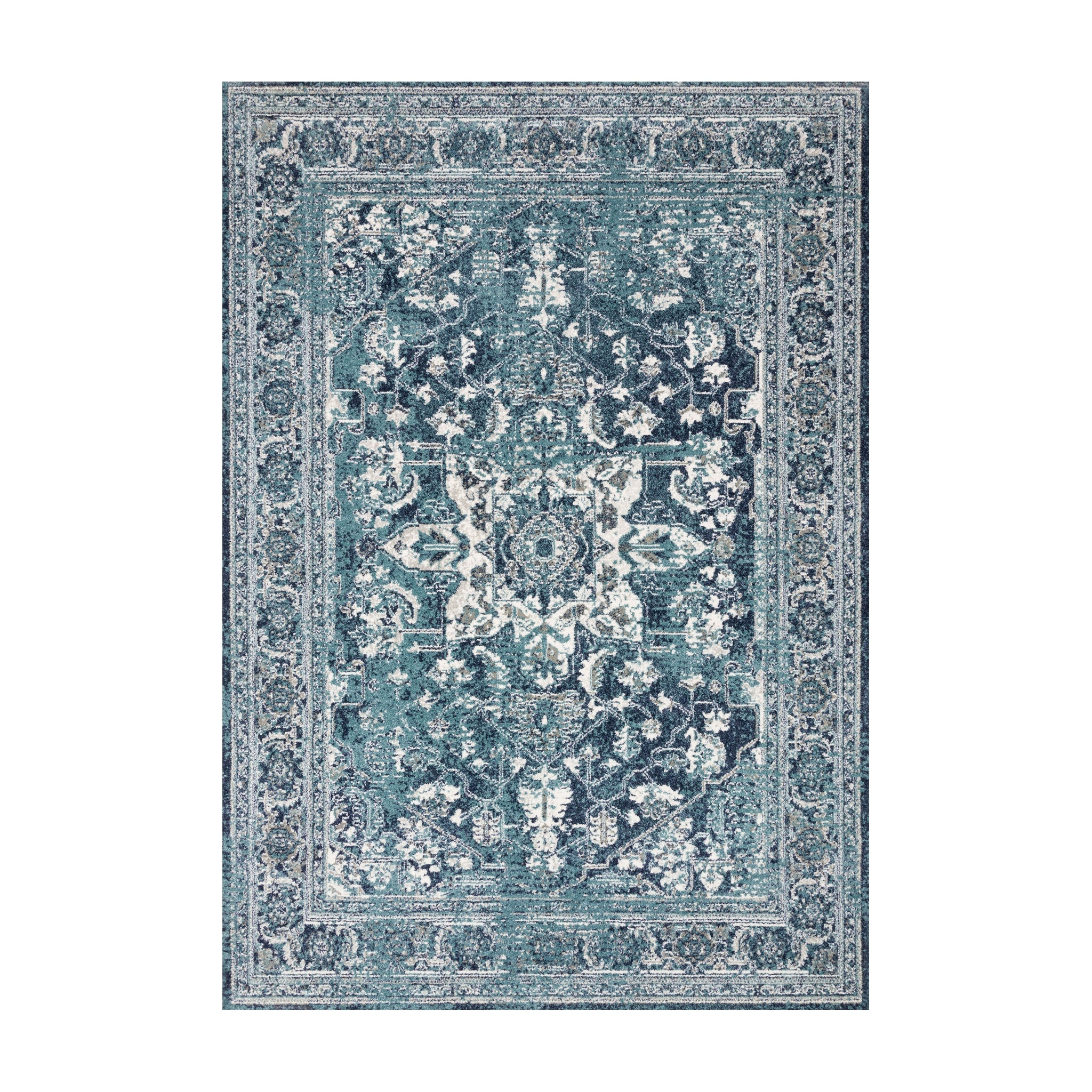 Loloi Joaquin Ocean / Ivory Rug RUGS - synthetic Loloi 18" x 18"