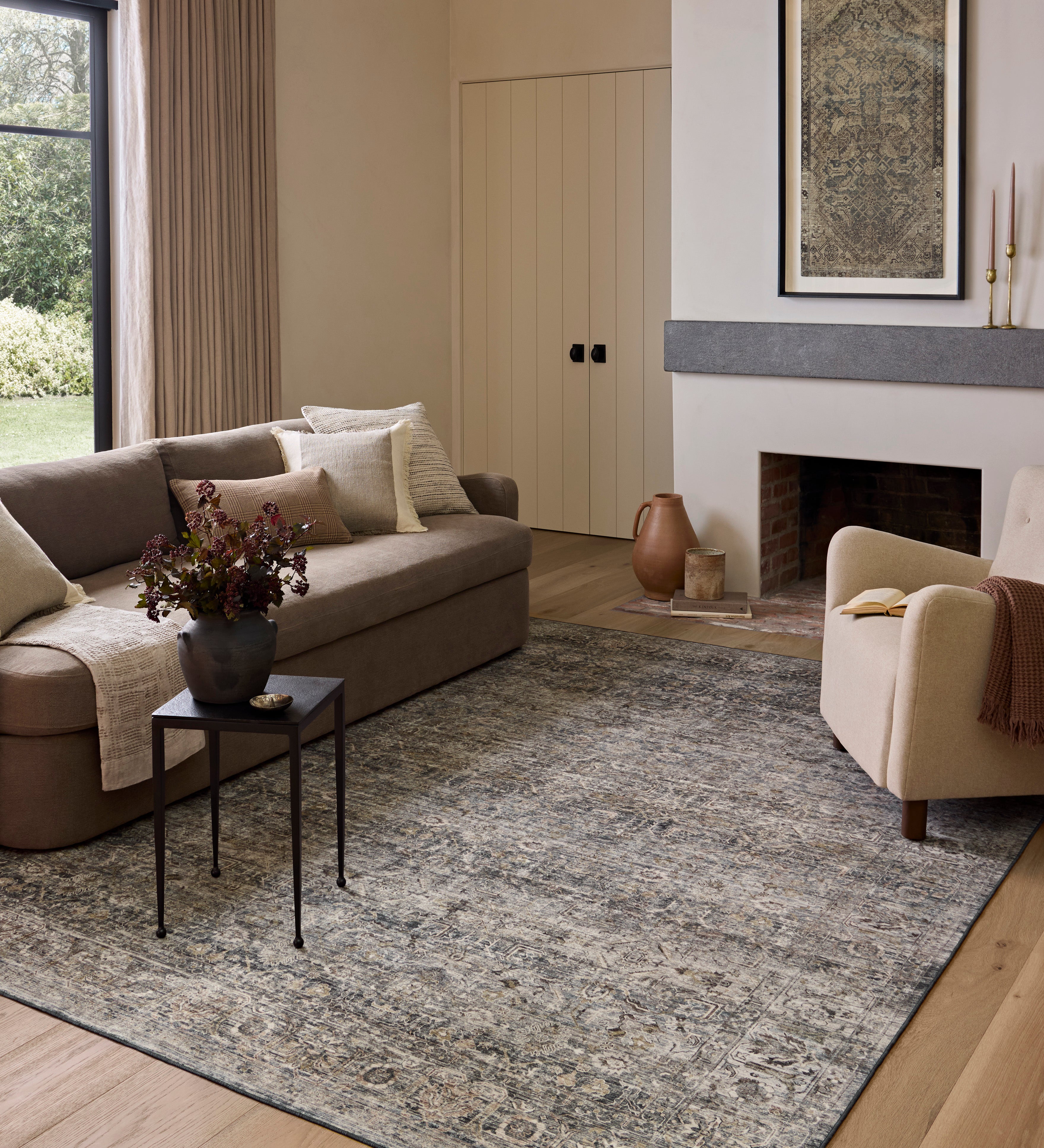Amber Lewis x Loloi Josie Dove / Gold Machine Washable Rug RUGS - synthetic Loloi