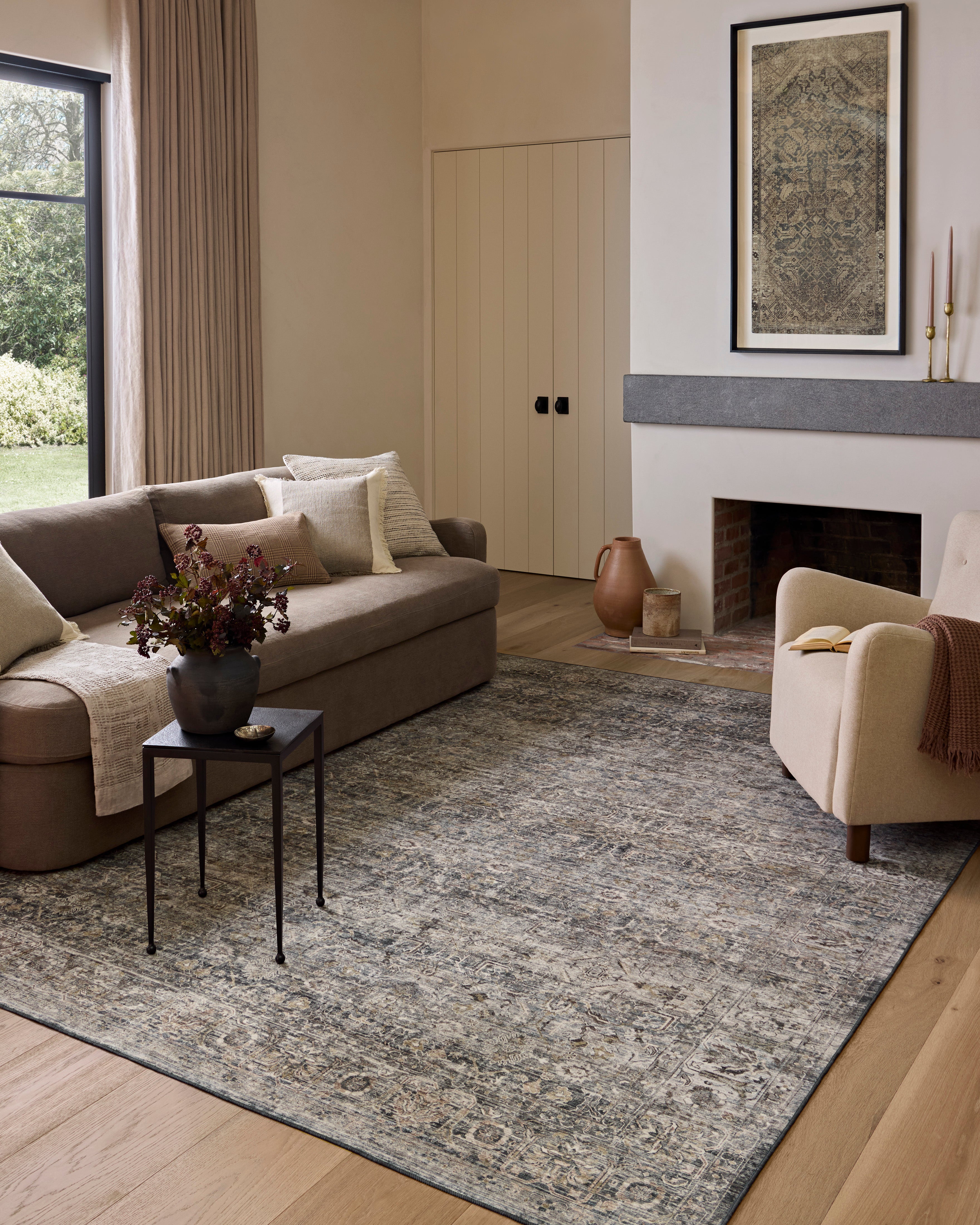 Amber Lewis x Loloi Josie Dove / Gold Machine Washable Rug RUGS - synthetic Loloi