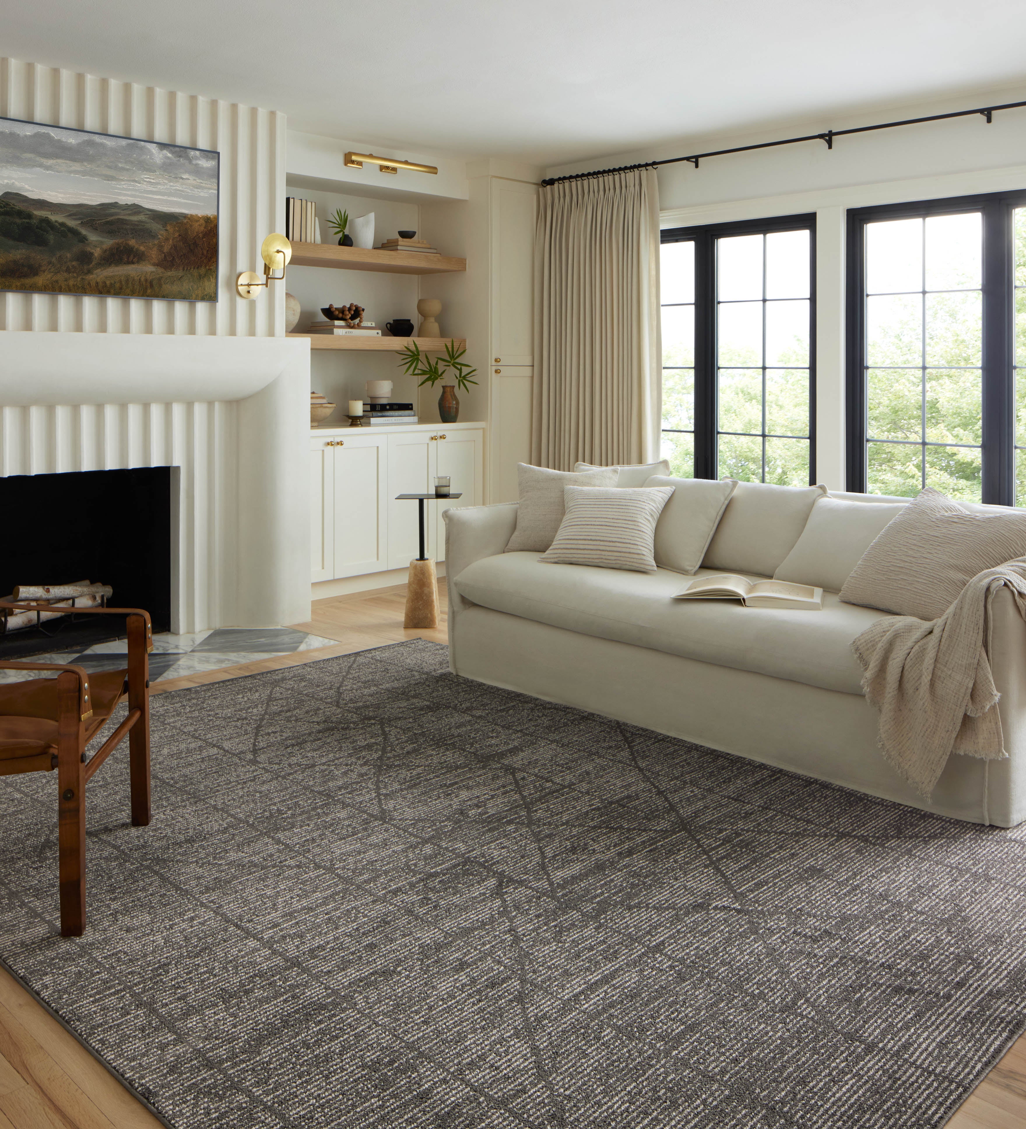 Loloi Kamala Charcoal / Ivory Rug 0-RUGS-patterned Loloi