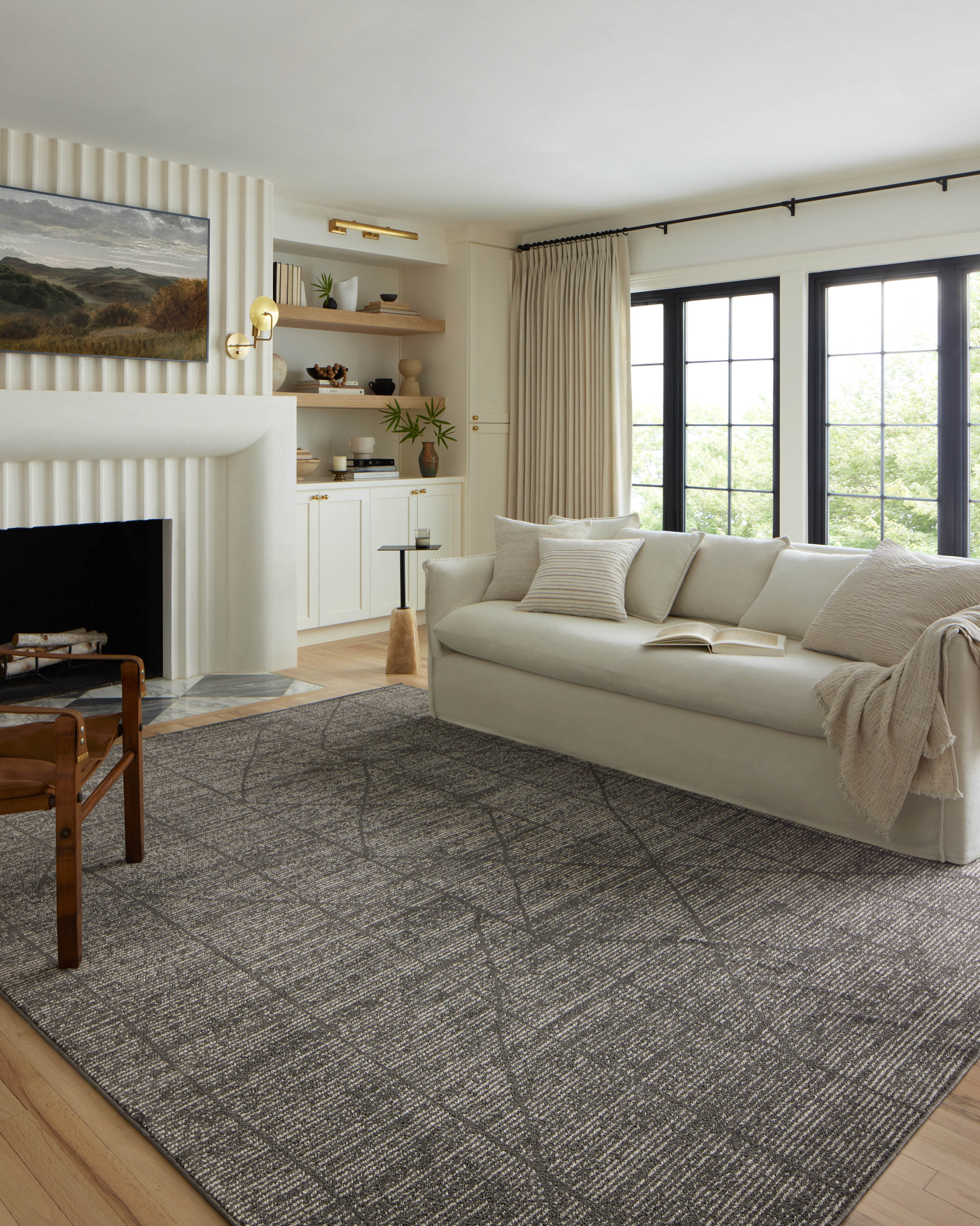 Loloi Kamala Charcoal / Ivory Rug 0-RUGS-patterned Loloi