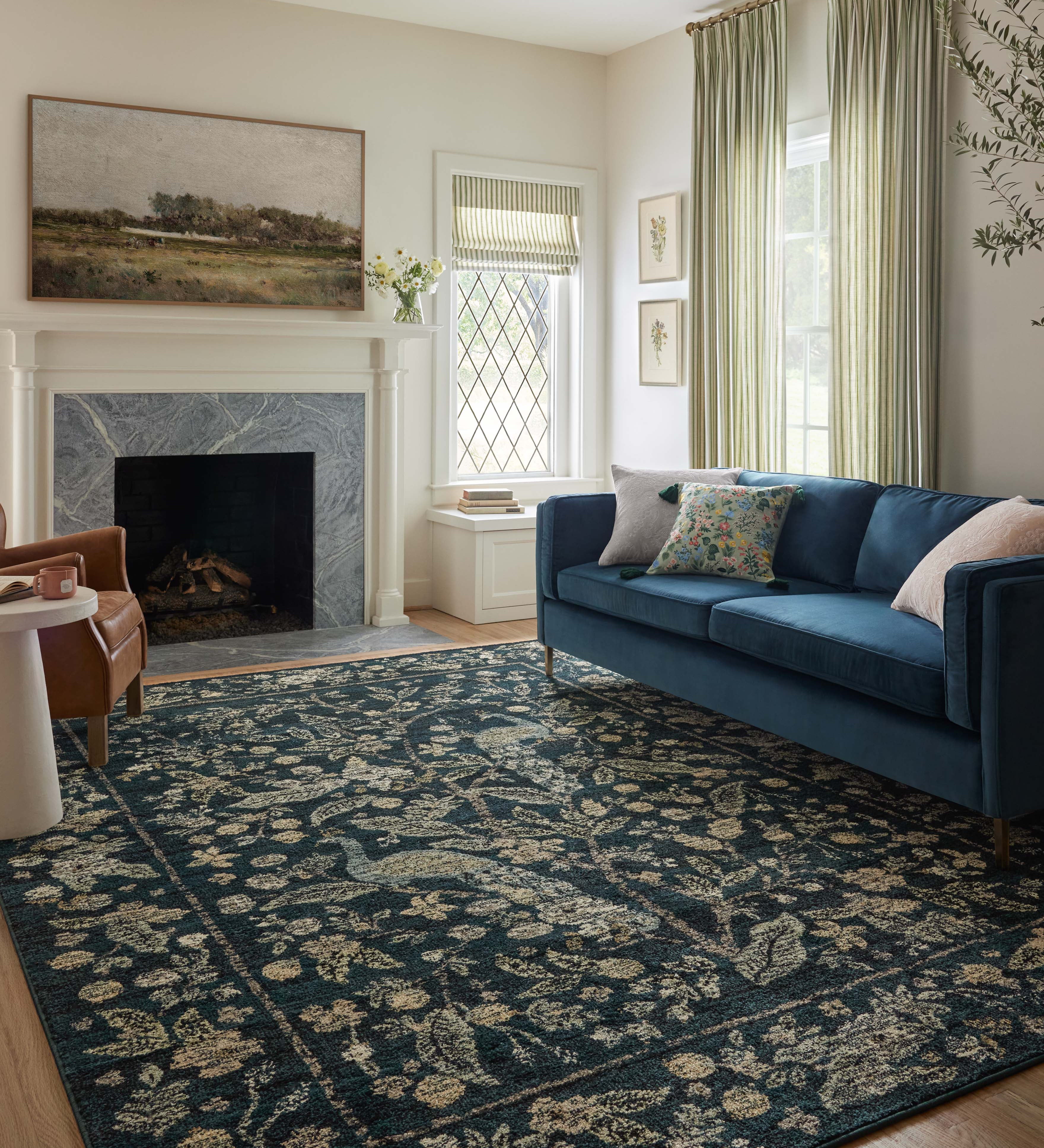Rifle Paper Co. x Loloi Laurel Peacock Garden Navy Rug – view 2