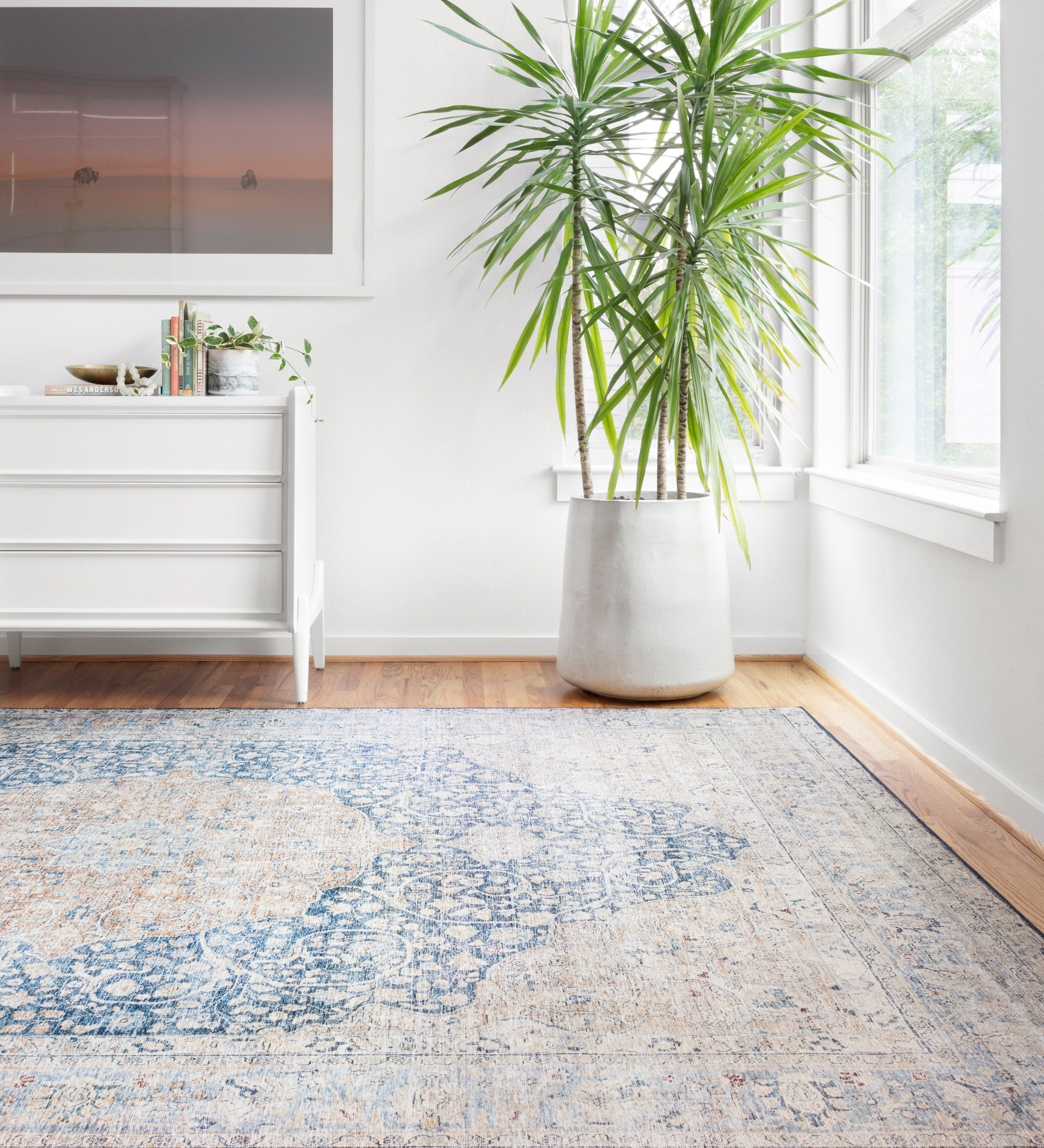 Loloi Layla Blue / Tangerine Rug RUGS - patterned Loloi