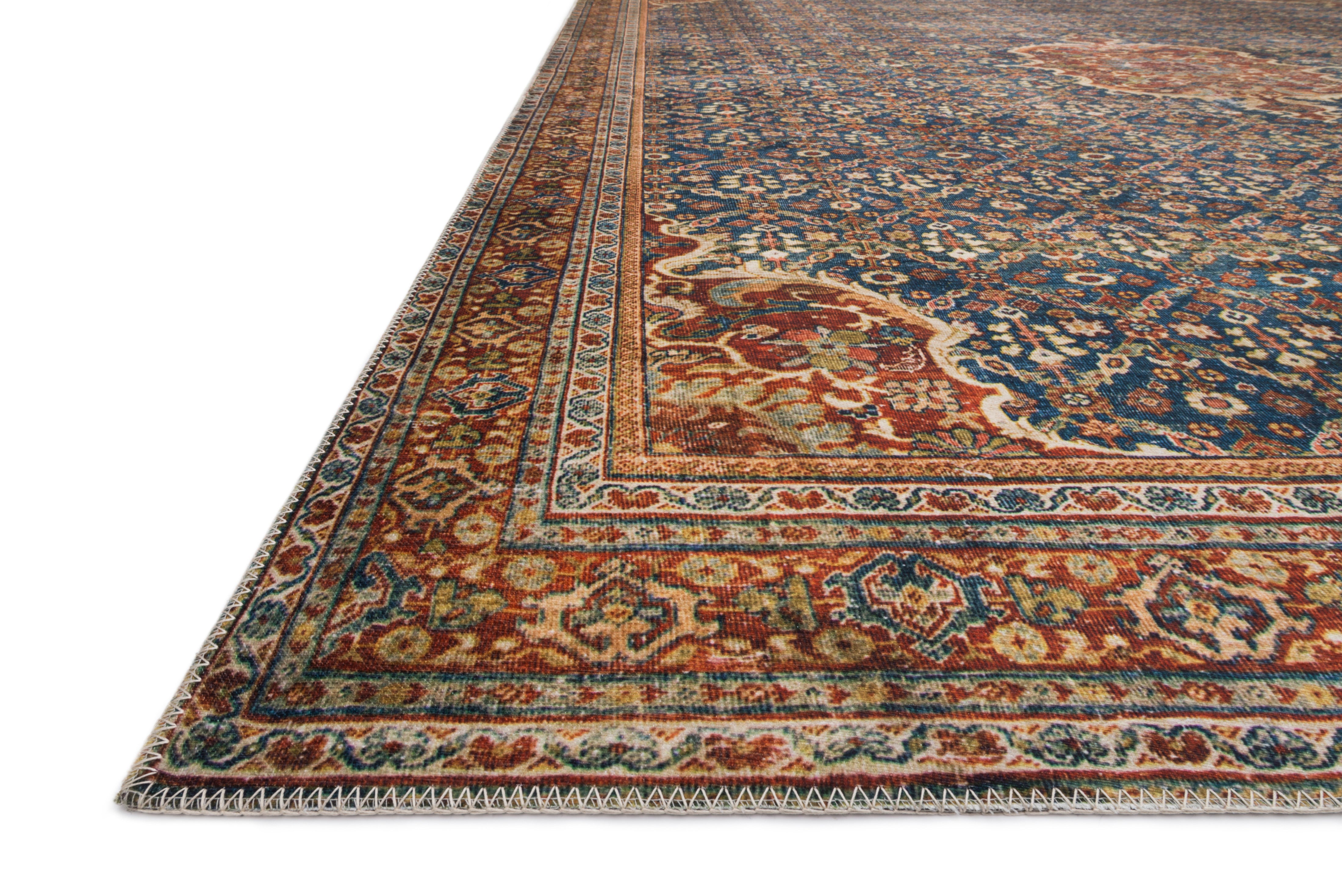 Loloi Layla Cobalt Blue / Spice Rug RUGS - synthetic Loloi