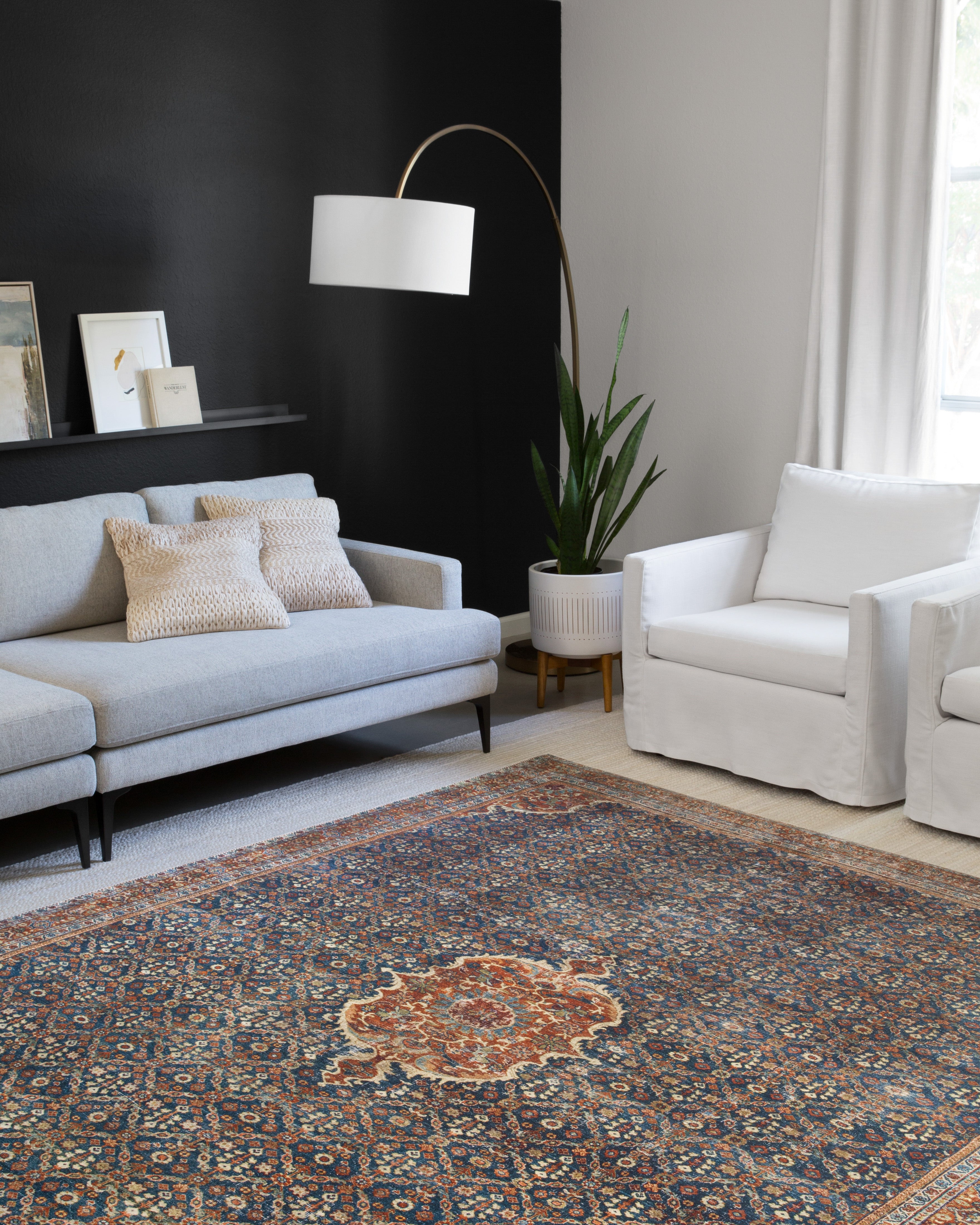 Loloi Layla Cobalt Blue / Spice Rug RUGS - synthetic Loloi
