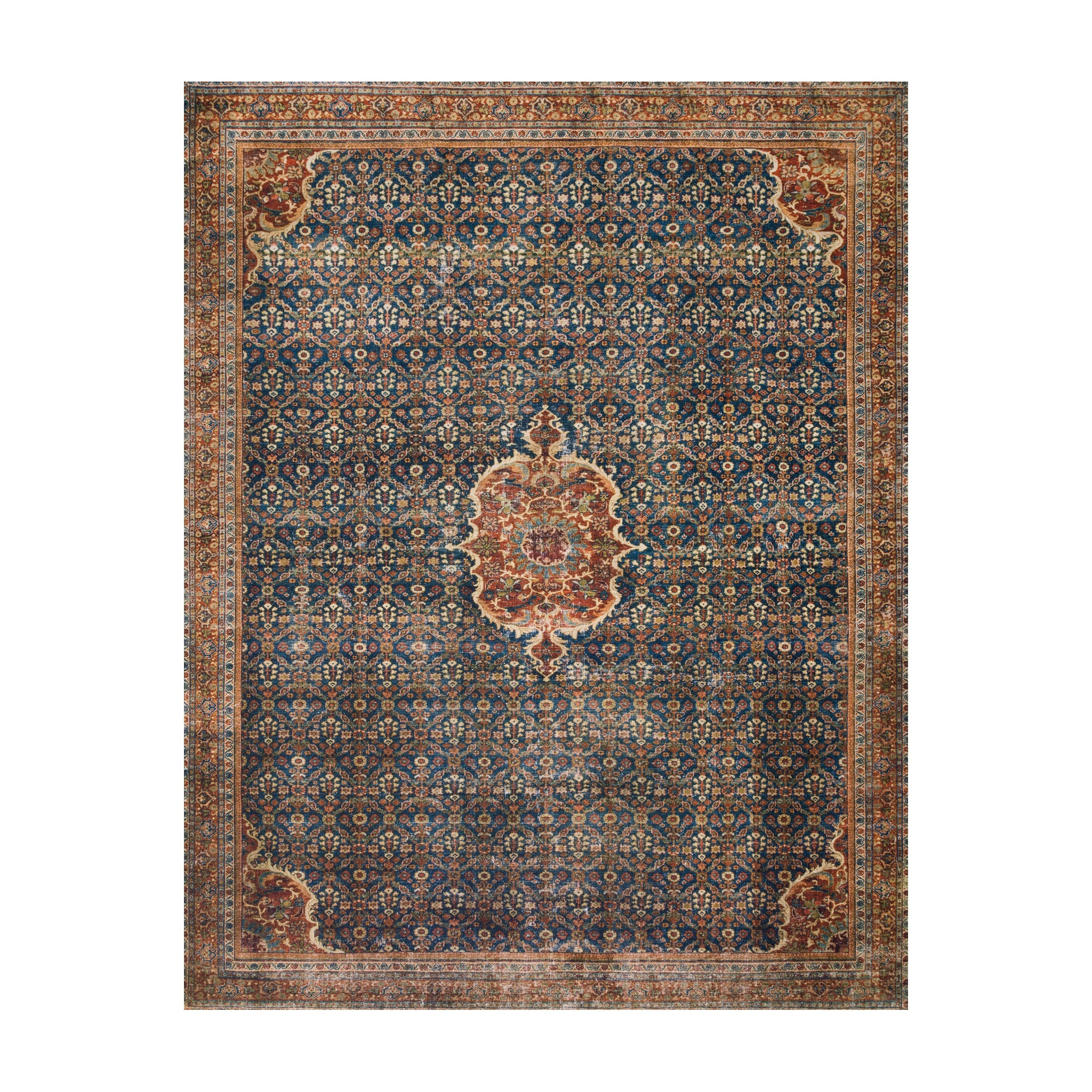 Loloi Layla Cobalt Blue / Spice Rug RUGS - synthetic Loloi 18" x 18"