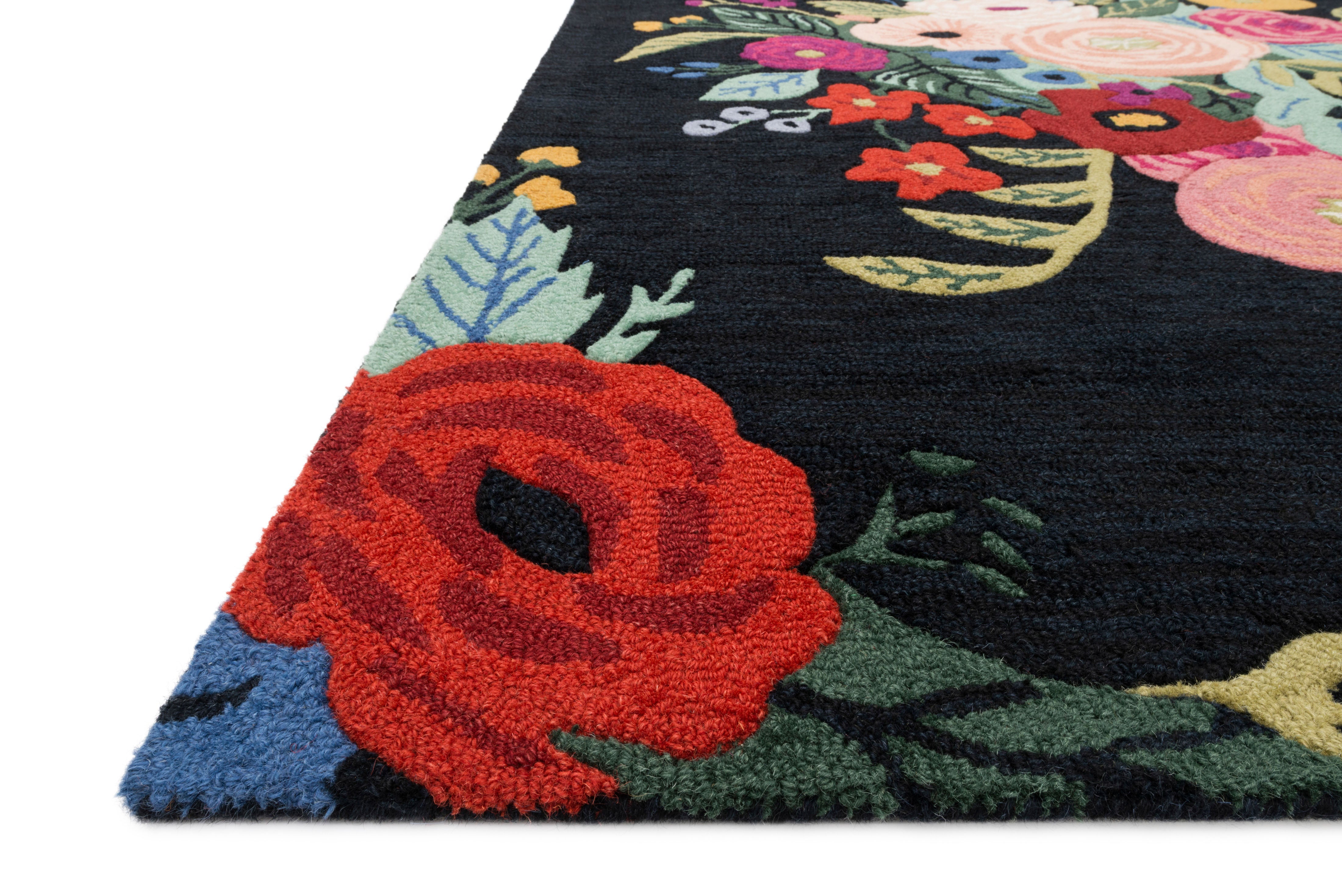 Rifle Paper Co. x Loloi Les Fleurs Black / Multi Rug RUGS - wool Loloi