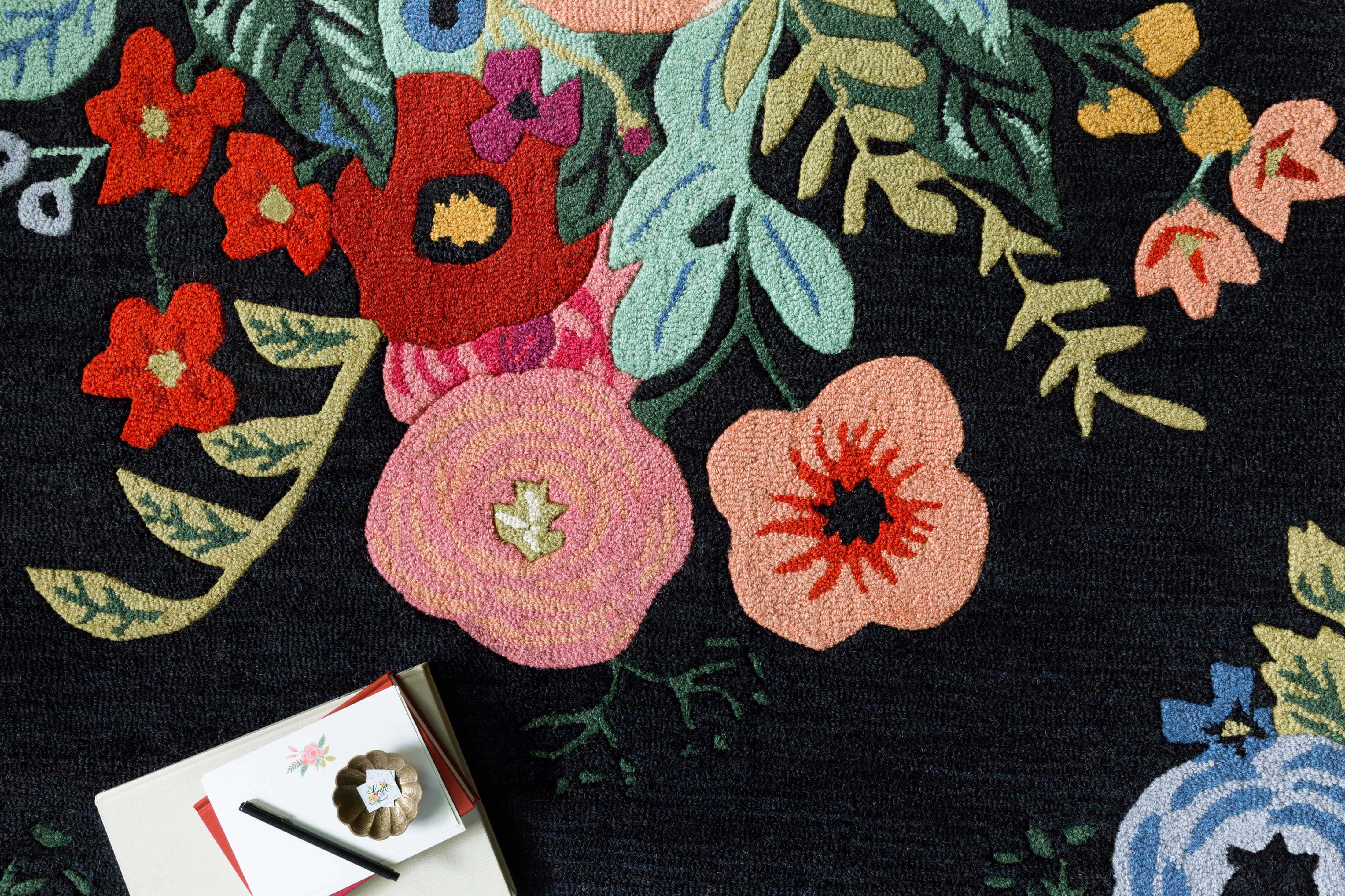 Rifle Paper Co. x Loloi Les Fleurs Black / Multi Rug RUGS - wool Loloi