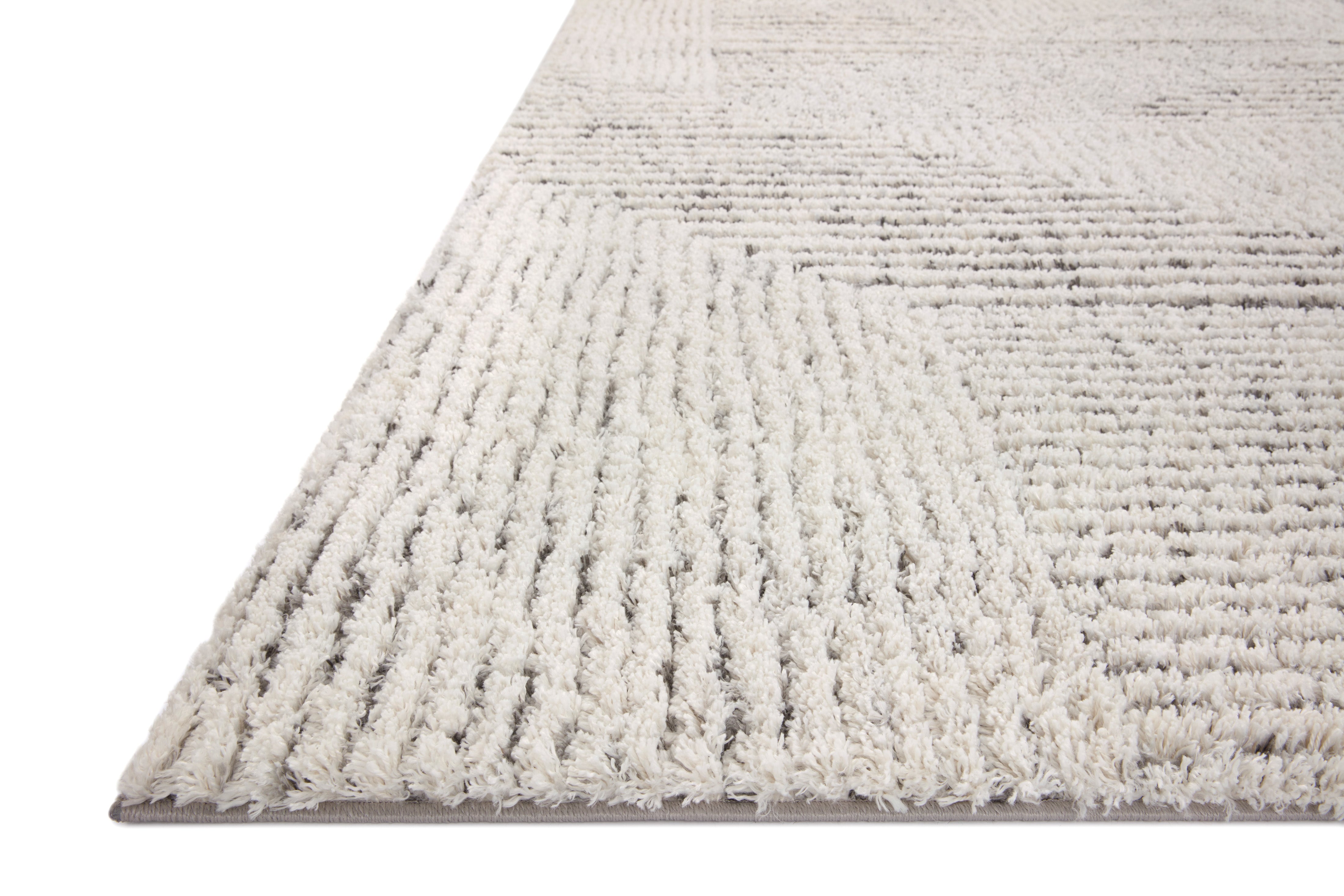 Loloi Levitt Shag Ivory / Grey Rug 0-RUGS-patterned Loloi