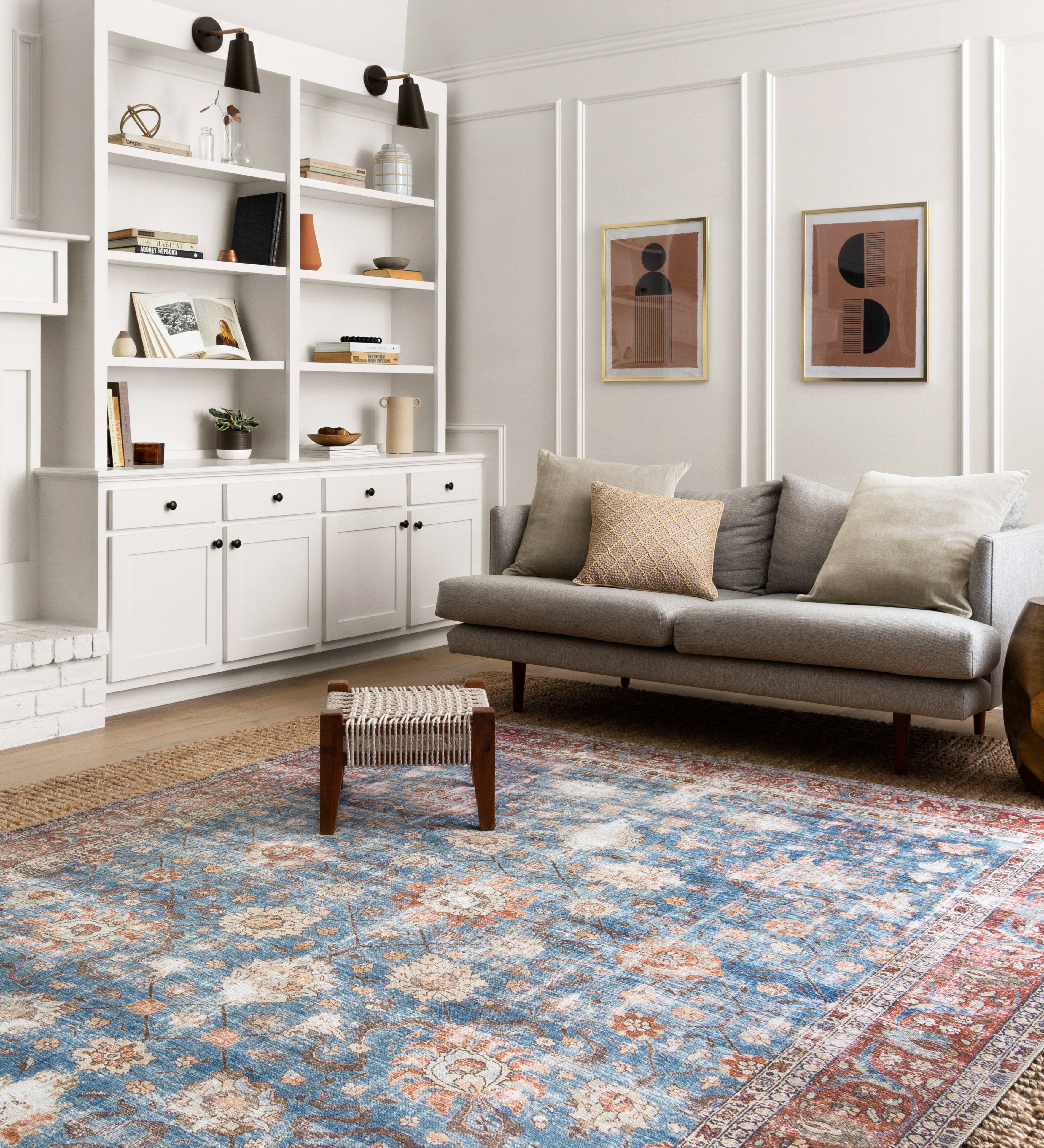 Loloi Loren Blue / Brick Rug RUGS - synthetic Loloi