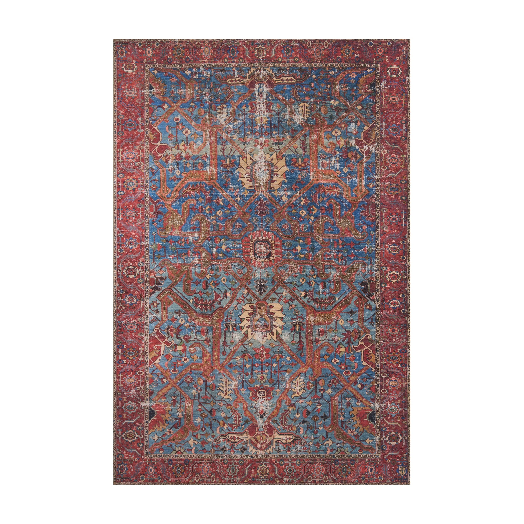 Loloi Loren Blue / Red Rug RUGS - synthetic Loloi 18" x 18"