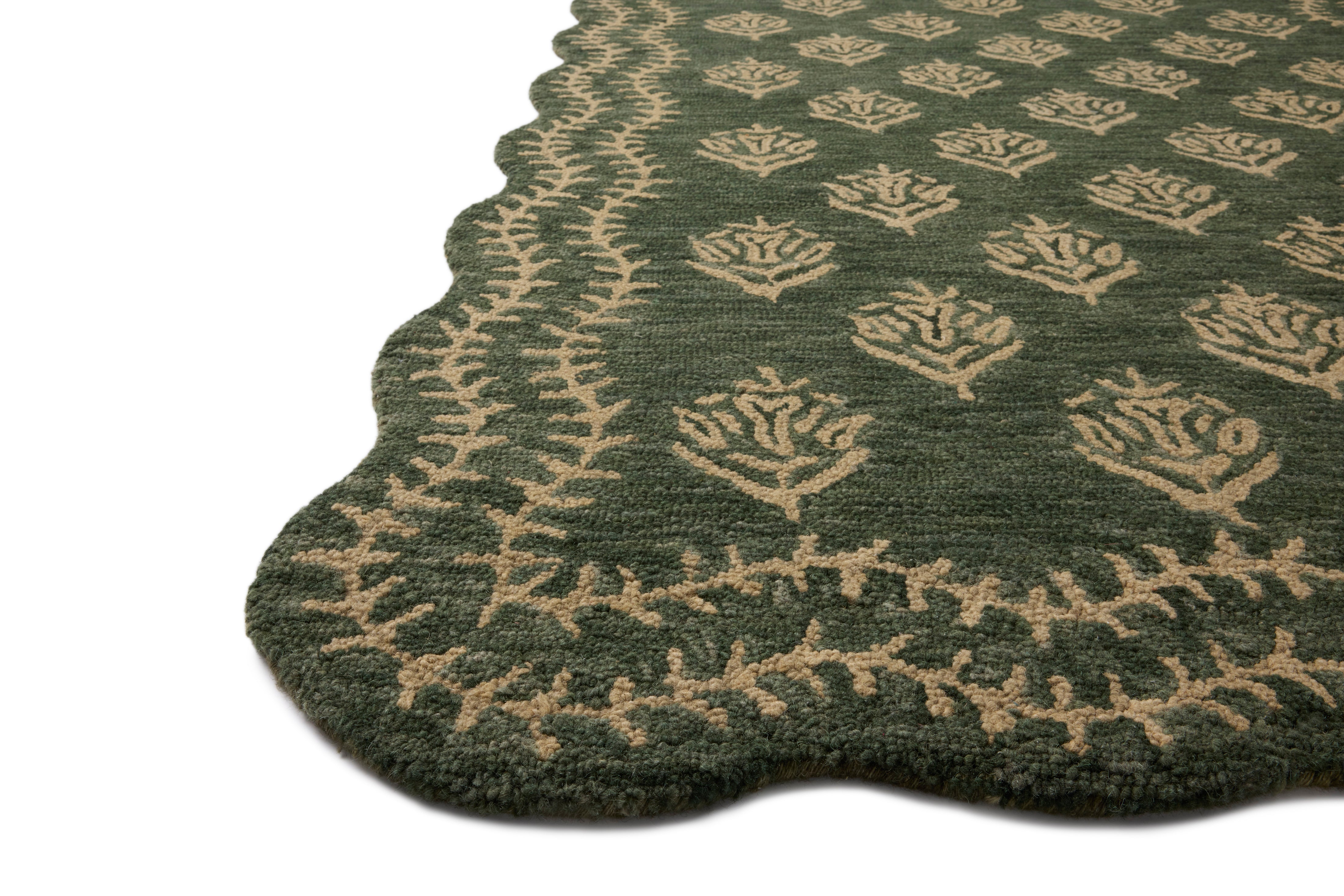 Rifle Paper Co. x Loloi Lisette Forest / Oatmeal Rug RUGS - wool Loloi 18" x 18"
