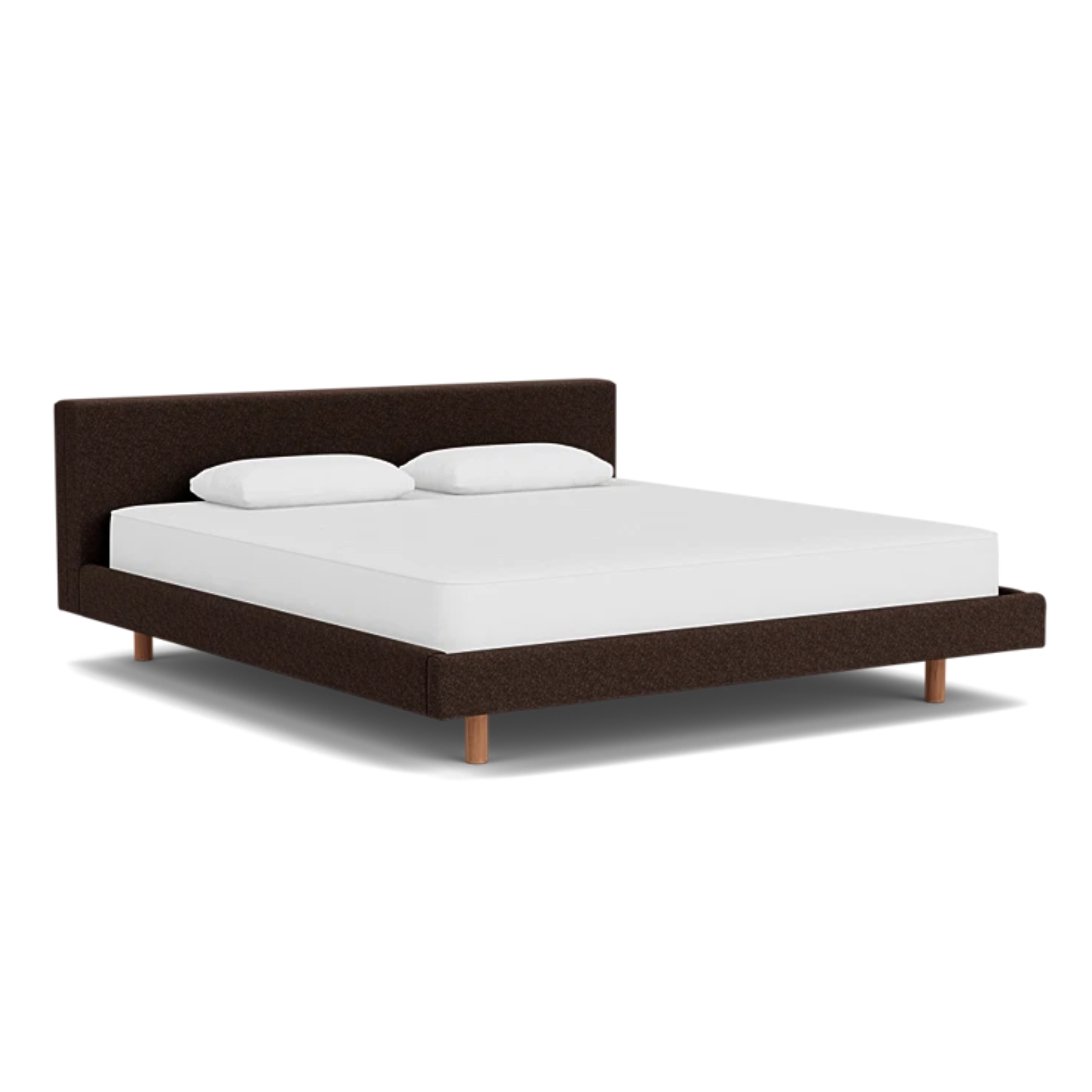 EQ3 Custom Fabric Bento King Bed - Walnut Leg