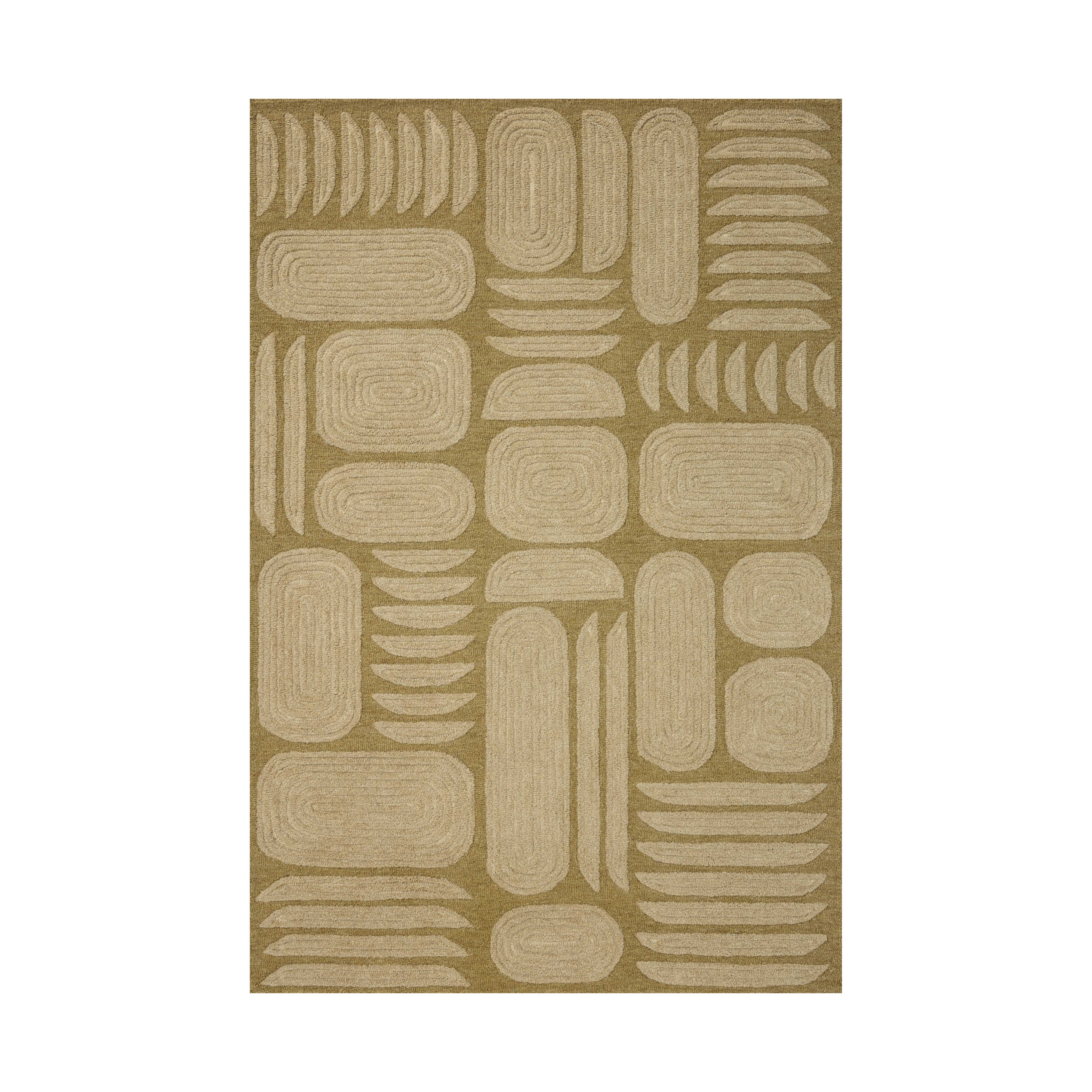 Brigette Romanek x Loloi Madi Light Olive / Oatmeal Rug, 18" x 18" Sample