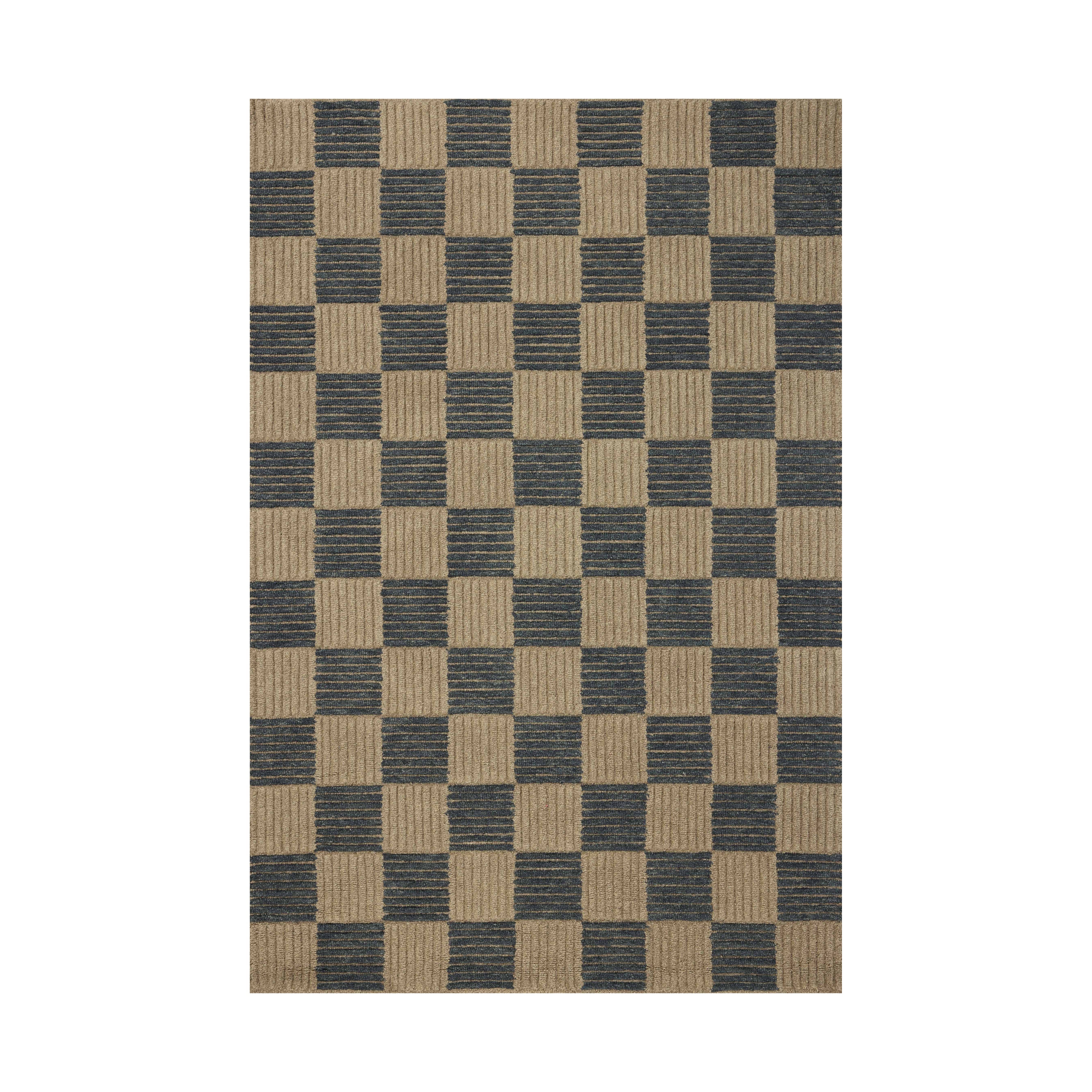 Brigette Romanek x Loloi Madi Taupe / Navy Rug, 18" x 18" Sample