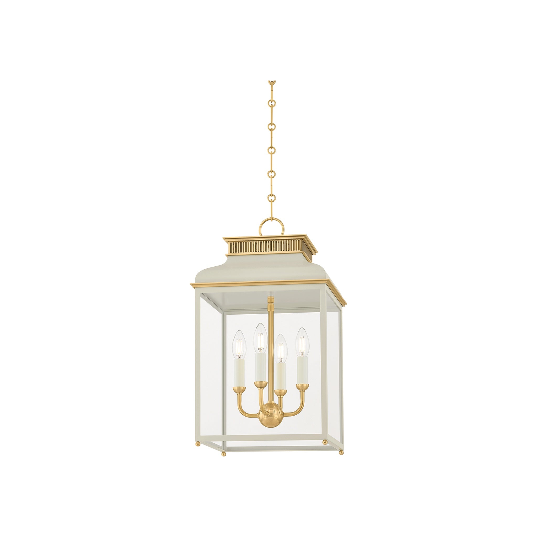 Houghton Lantern, Aged Brass / Off-white Small