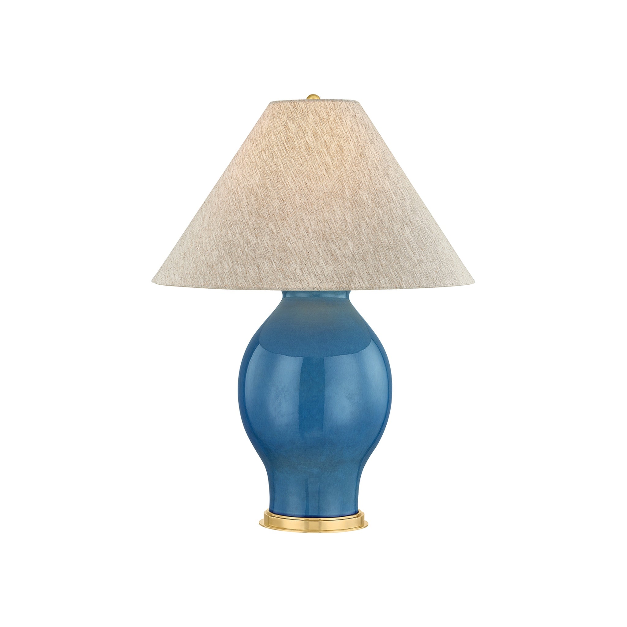Westhorpe Table Lamp, Aged Brass / Ceramic French Blue