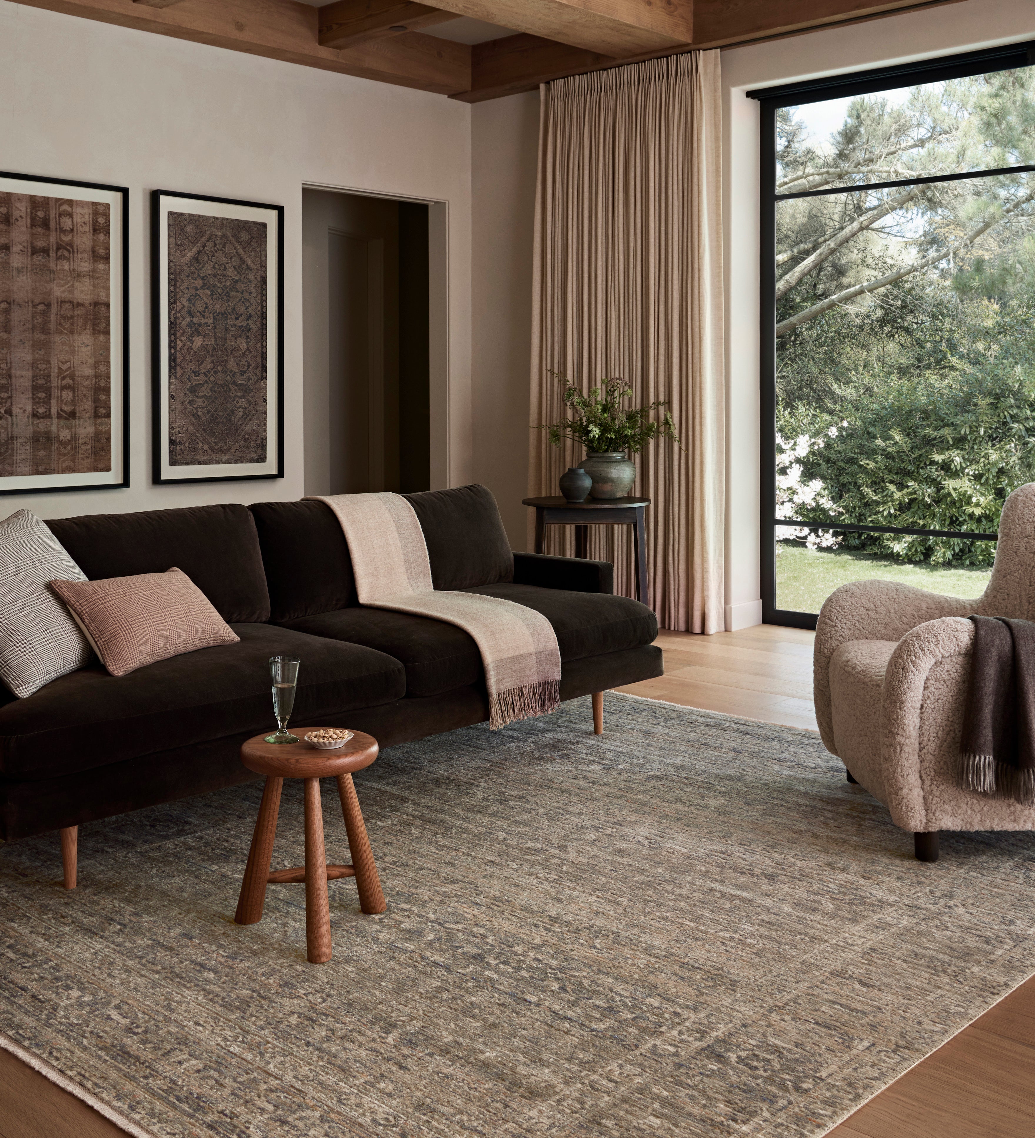 Amber Lewis x Loloi Molly Navy / Blush Rug, patterned
