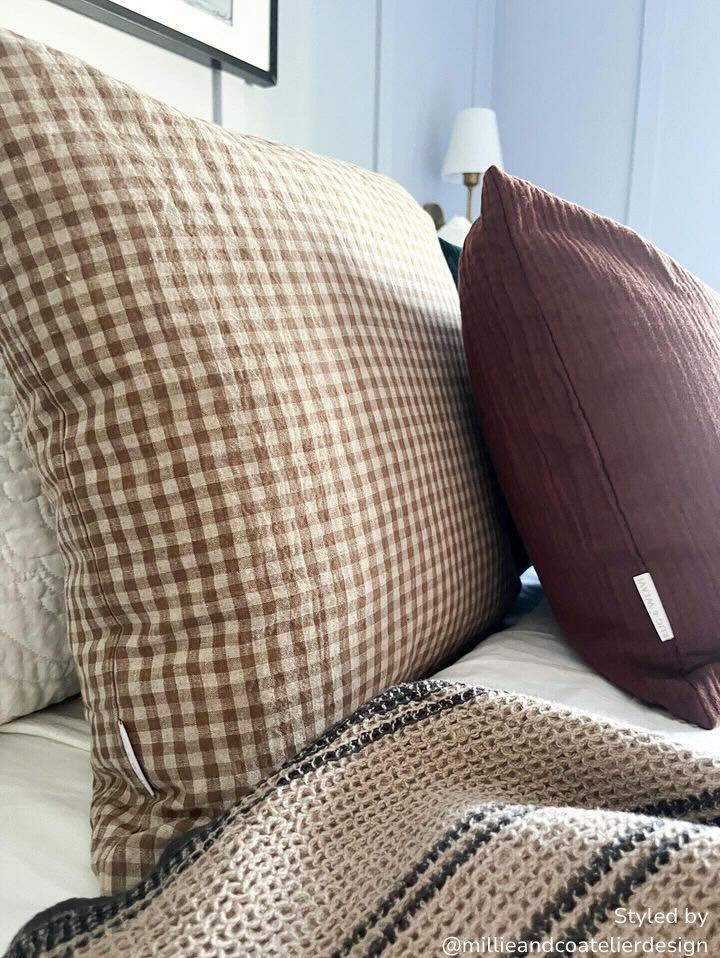 Arthur Gingham Pillow Cover 1 - PILLOWS - linen - neutral Rug & Weave Pillows