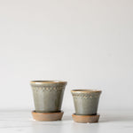 Green Ceramic Planter Pot with Saucer - Rug & Weave