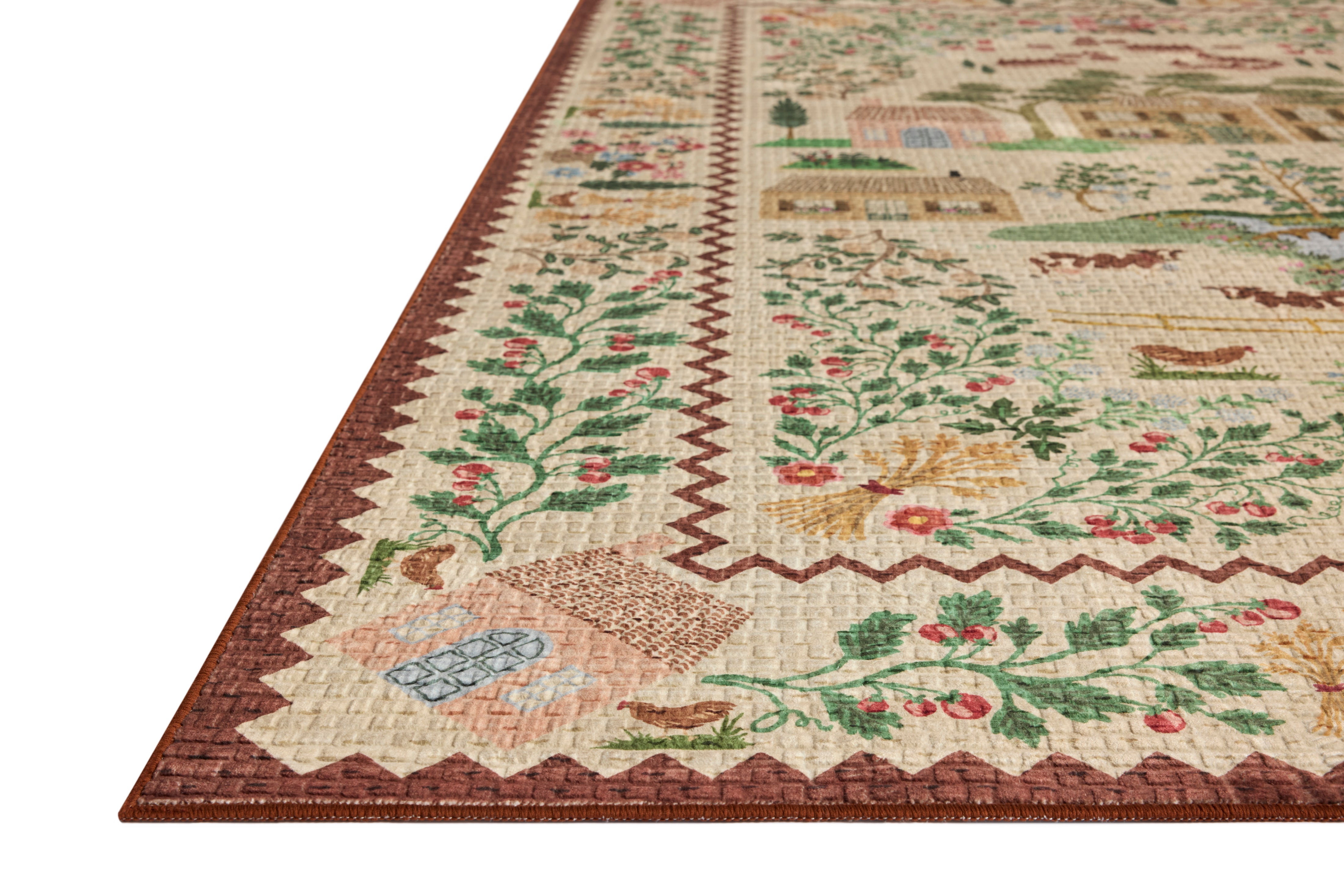 Rifle Paper Co. x Loloi Orchard Antique Ivory / Multi Machine Washable Rug, 18" x 18" – view 2