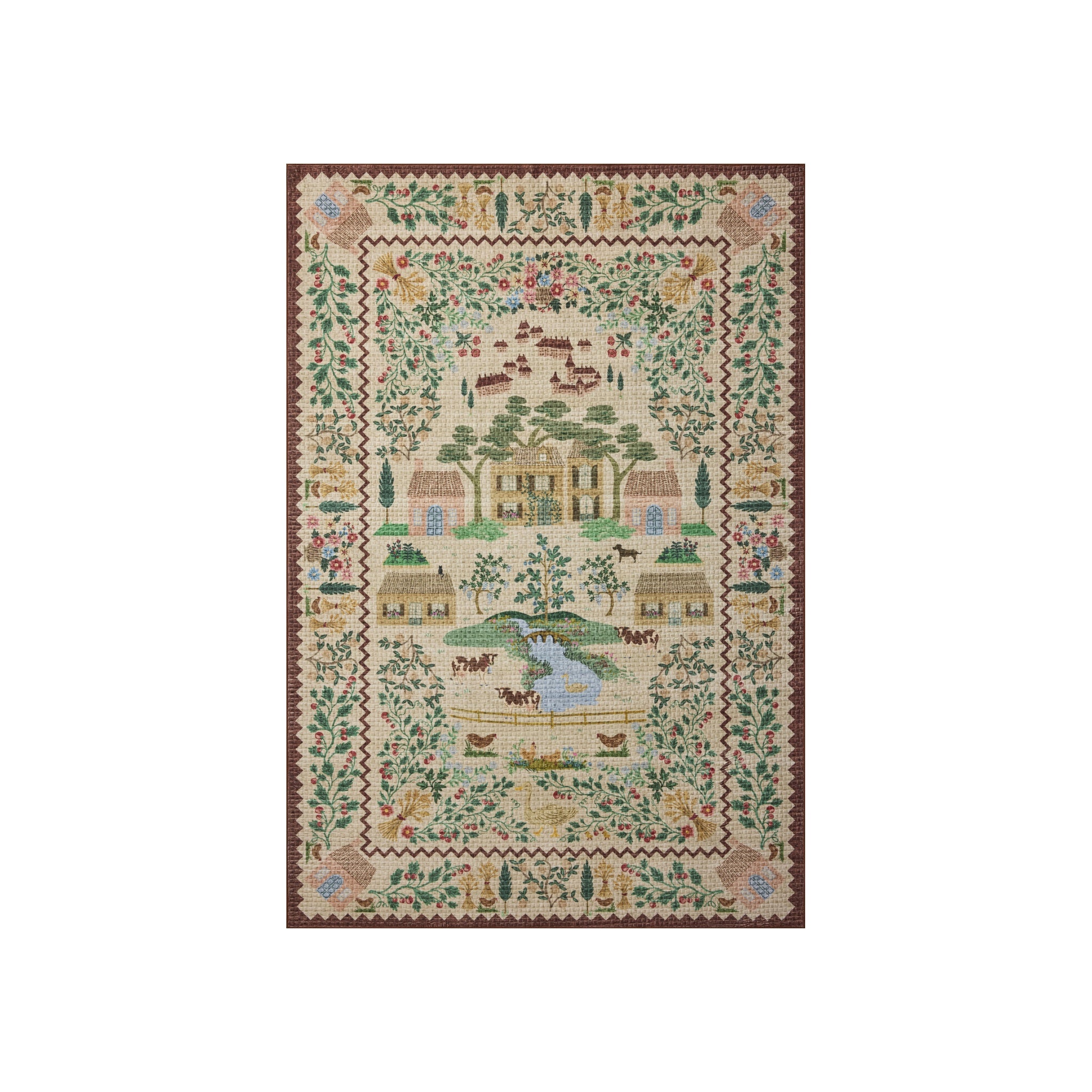 Rifle Paper Co. x Loloi Orchard Antique Ivory / Multi Machine Washable Rug, 18" x 18"