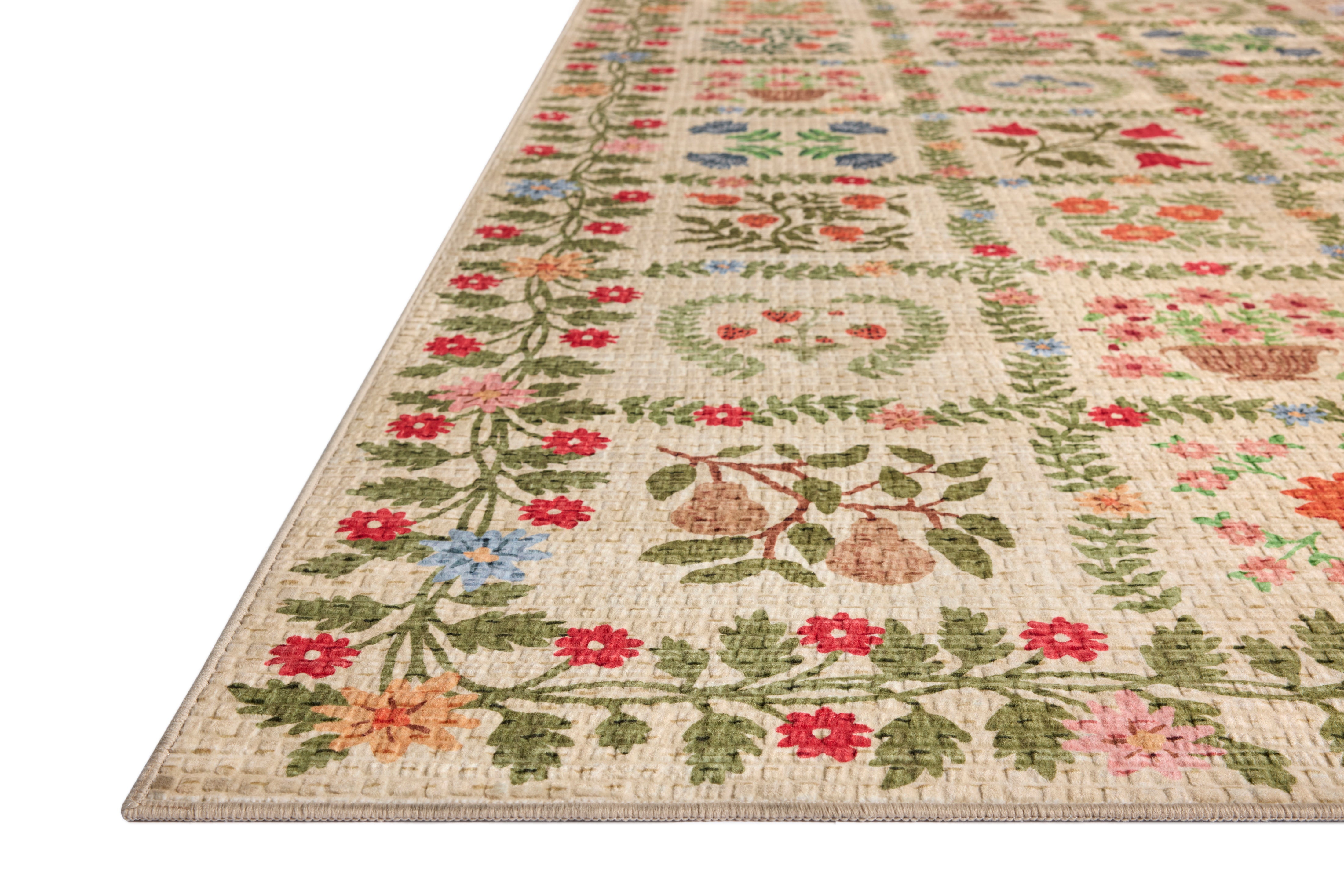 Rifle Paper Co. x Loloi Orchard Beige / Multi Machine Washable Rug, 18" x 18" – view 3