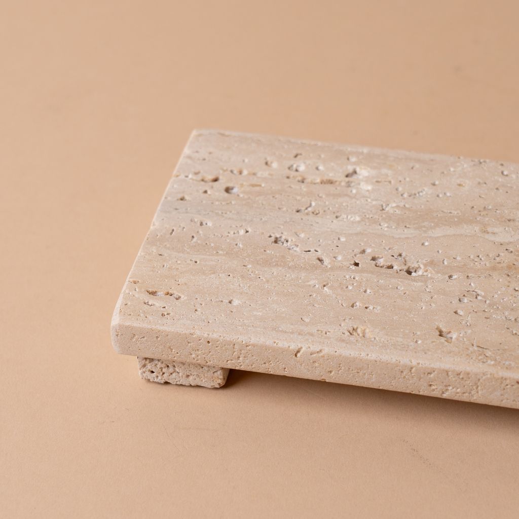 Travertine Footed Tray