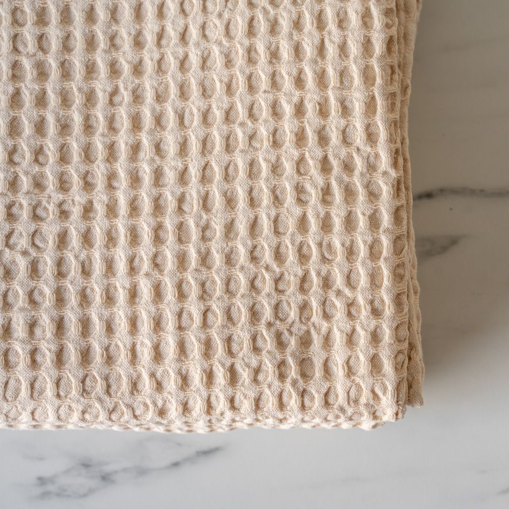 Oatmeal Stonewashed Waffle Bed Cover - Rug & Weave