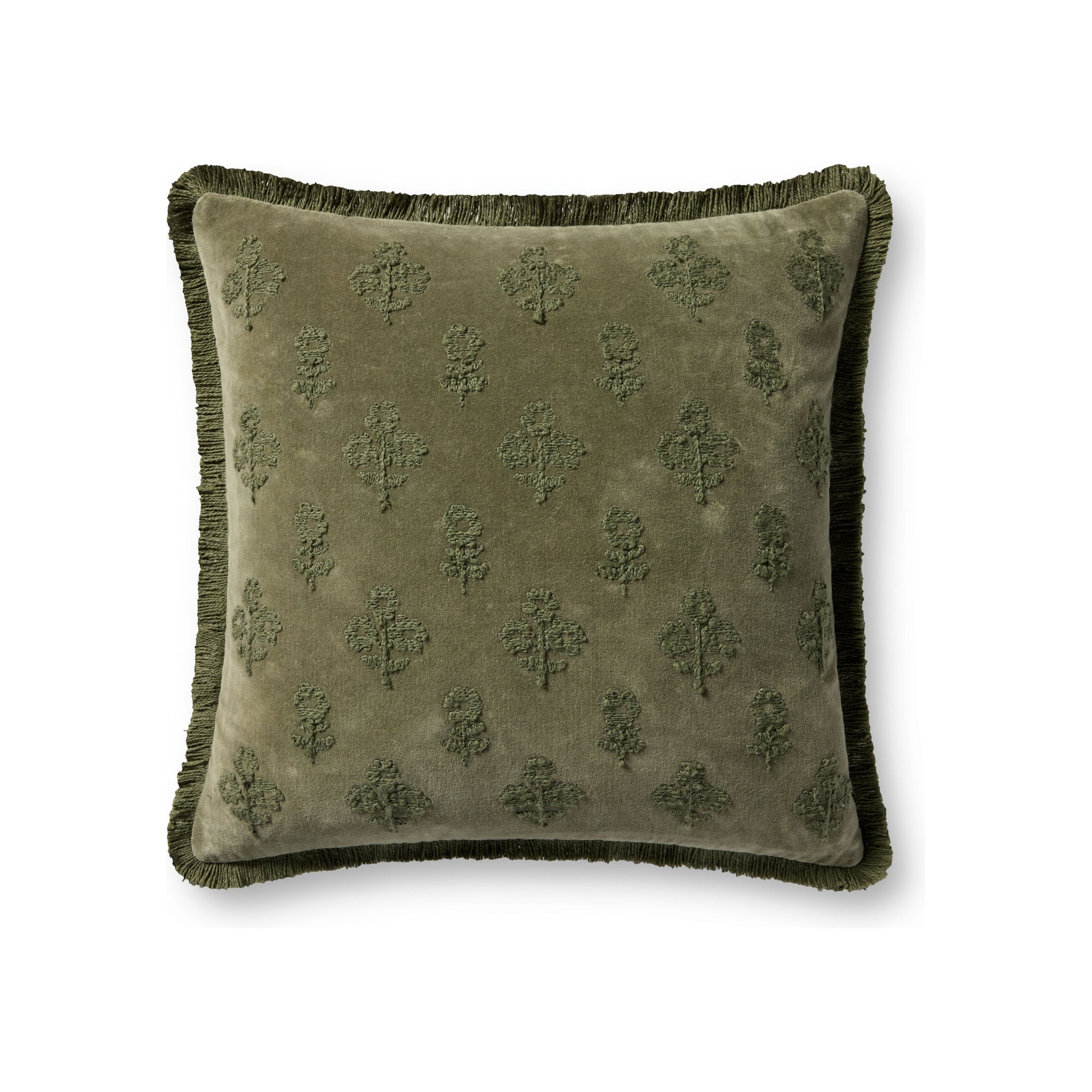 Chris Loves Julia x Loloi Darla Pillow, Olive 18x18 Cover Only